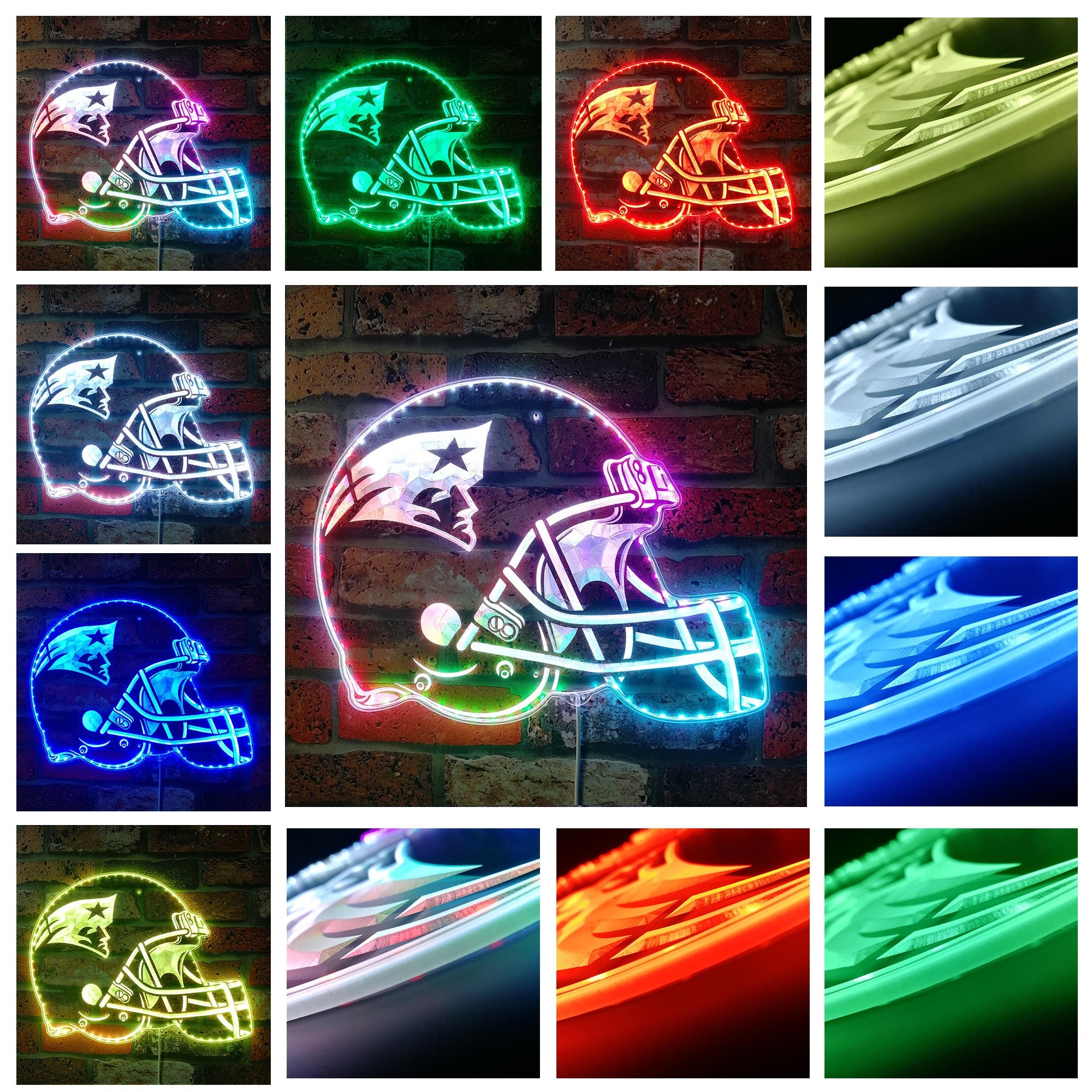 NFL New England Patriots Football Dynamic RGB Edge Lit Led Light Sign