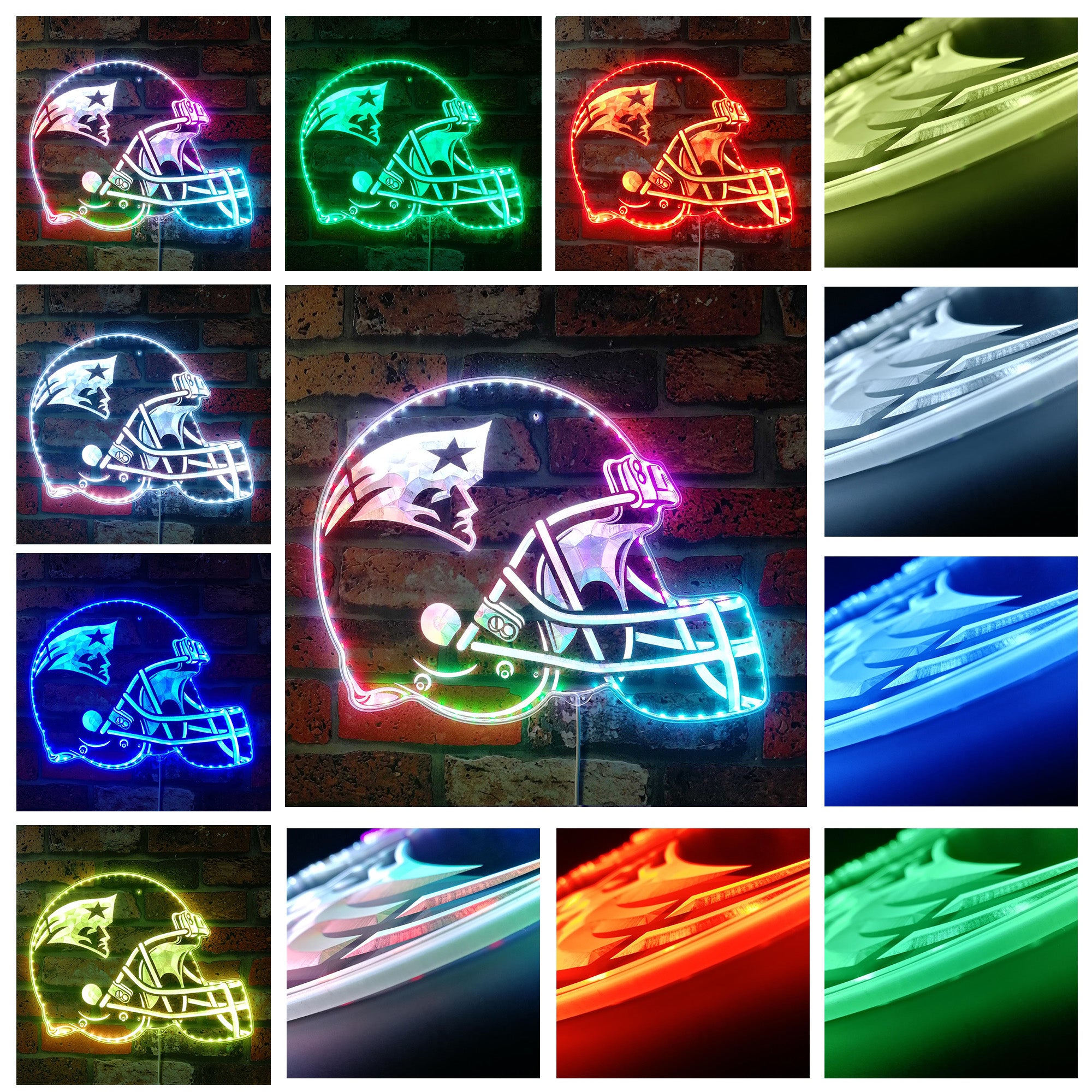 NFL New England Patriots Football Dynamic RGB Edge Lit LED Sign