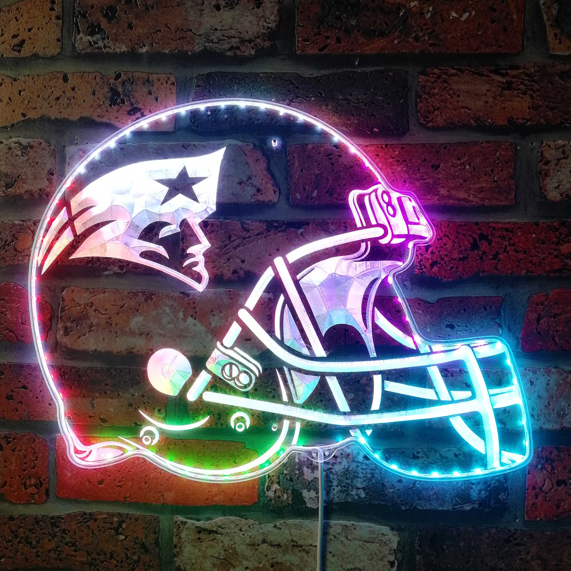 NFL New England Patriots Football Dynamic RGB Edge Lit LED Sign