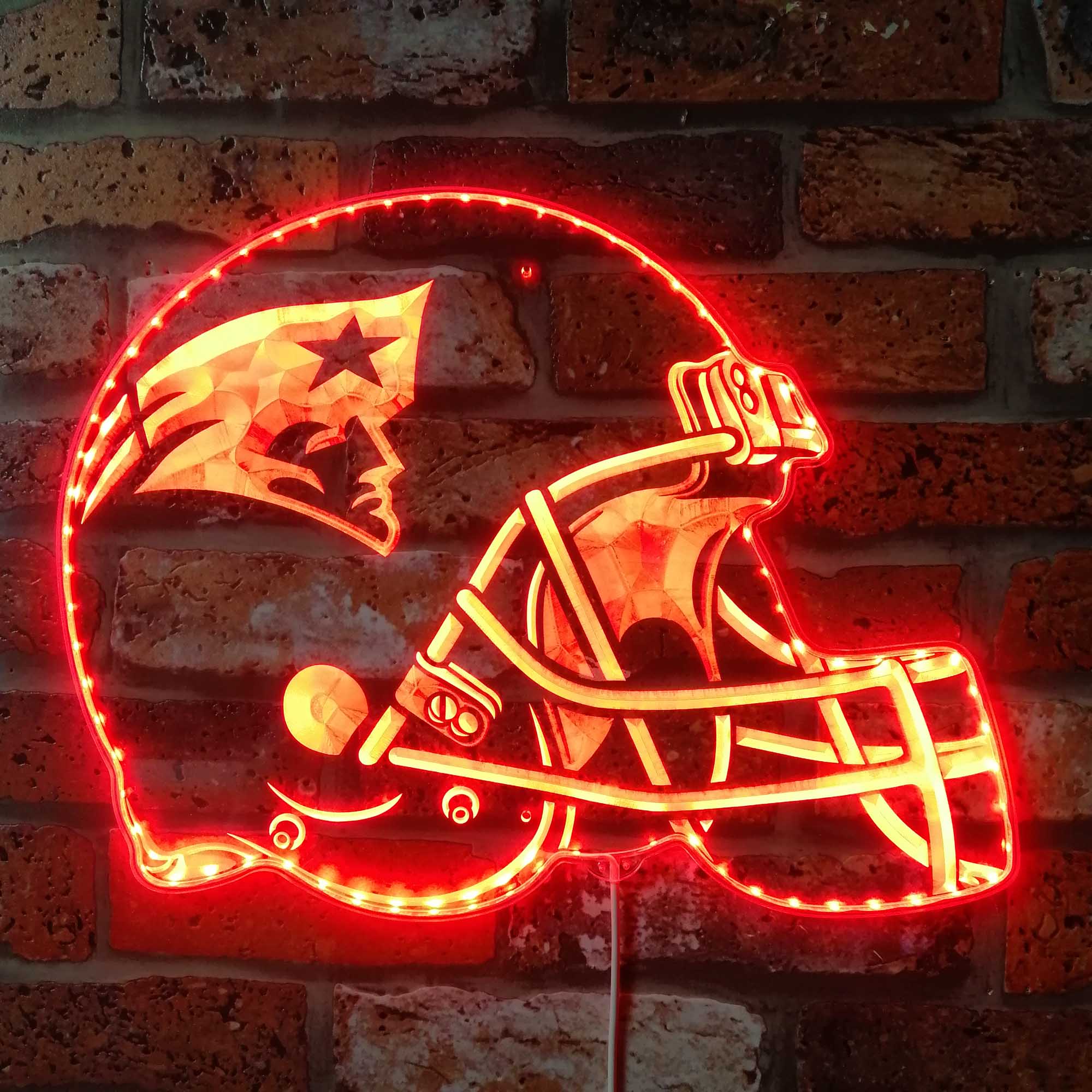 NFL New England Patriots Football Dynamic RGB Edge Lit Led Light Sign