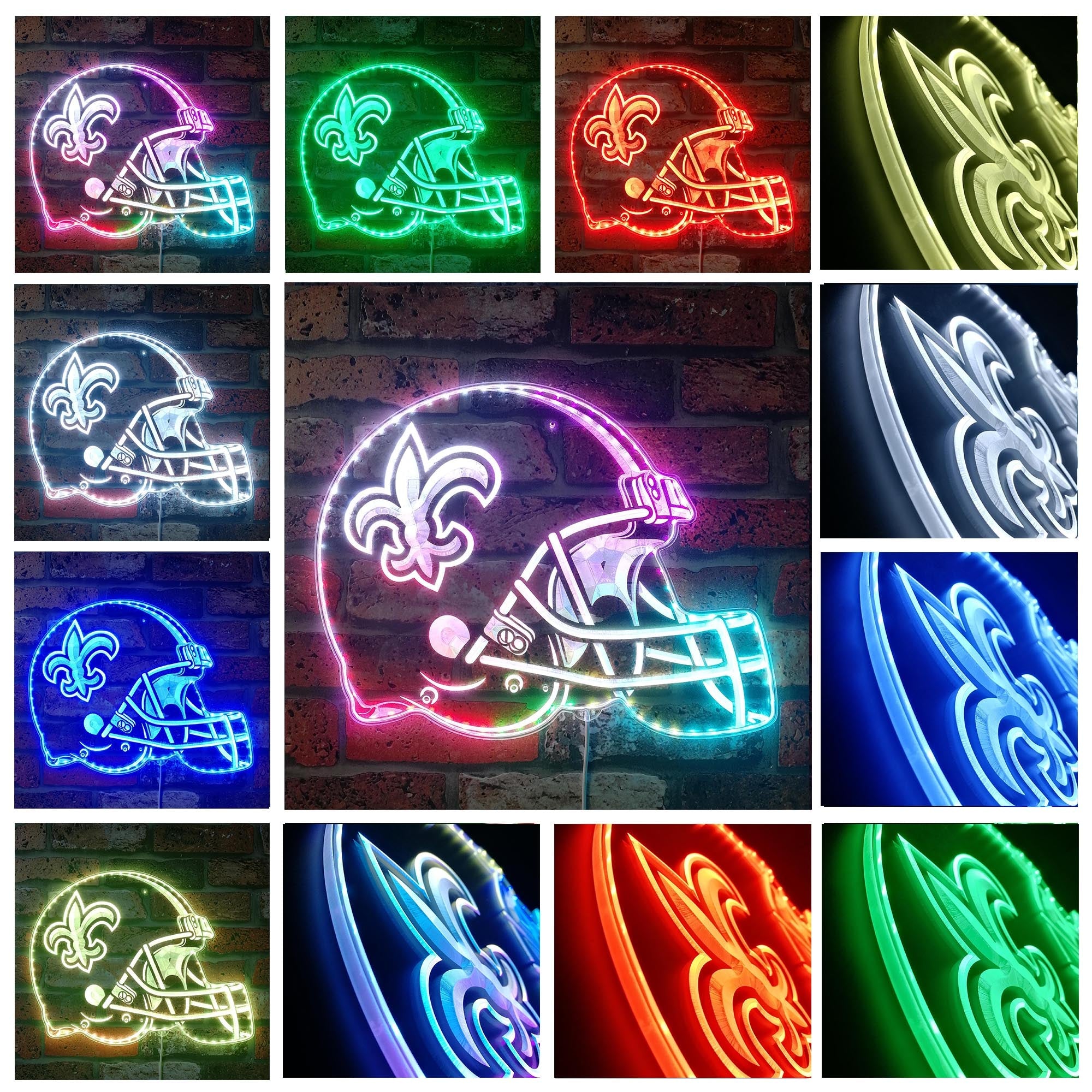 NFL New Orleans Saints Football Dynamic RGB Edge Lit Led Light Sign