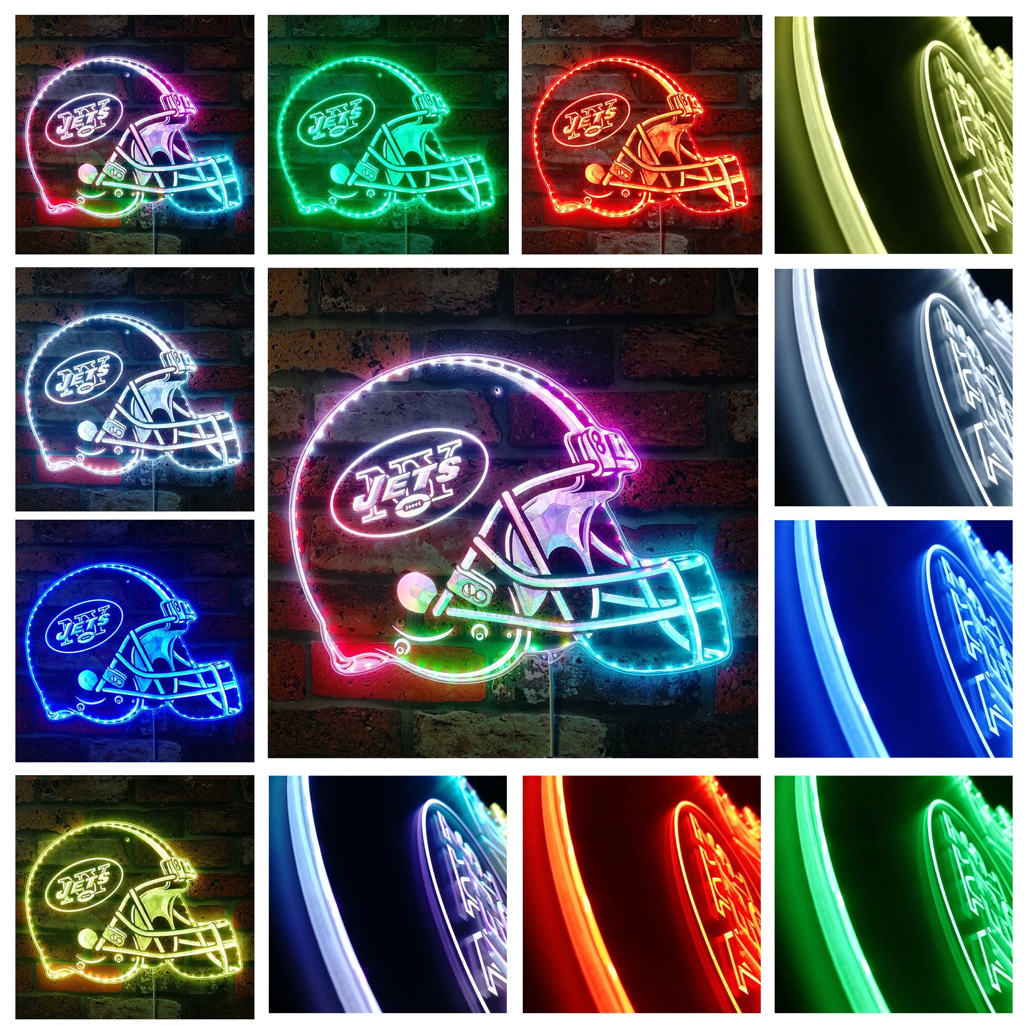 NFL New York Jets Football Club Dynamic RGB Edge Lit Led Light Sign