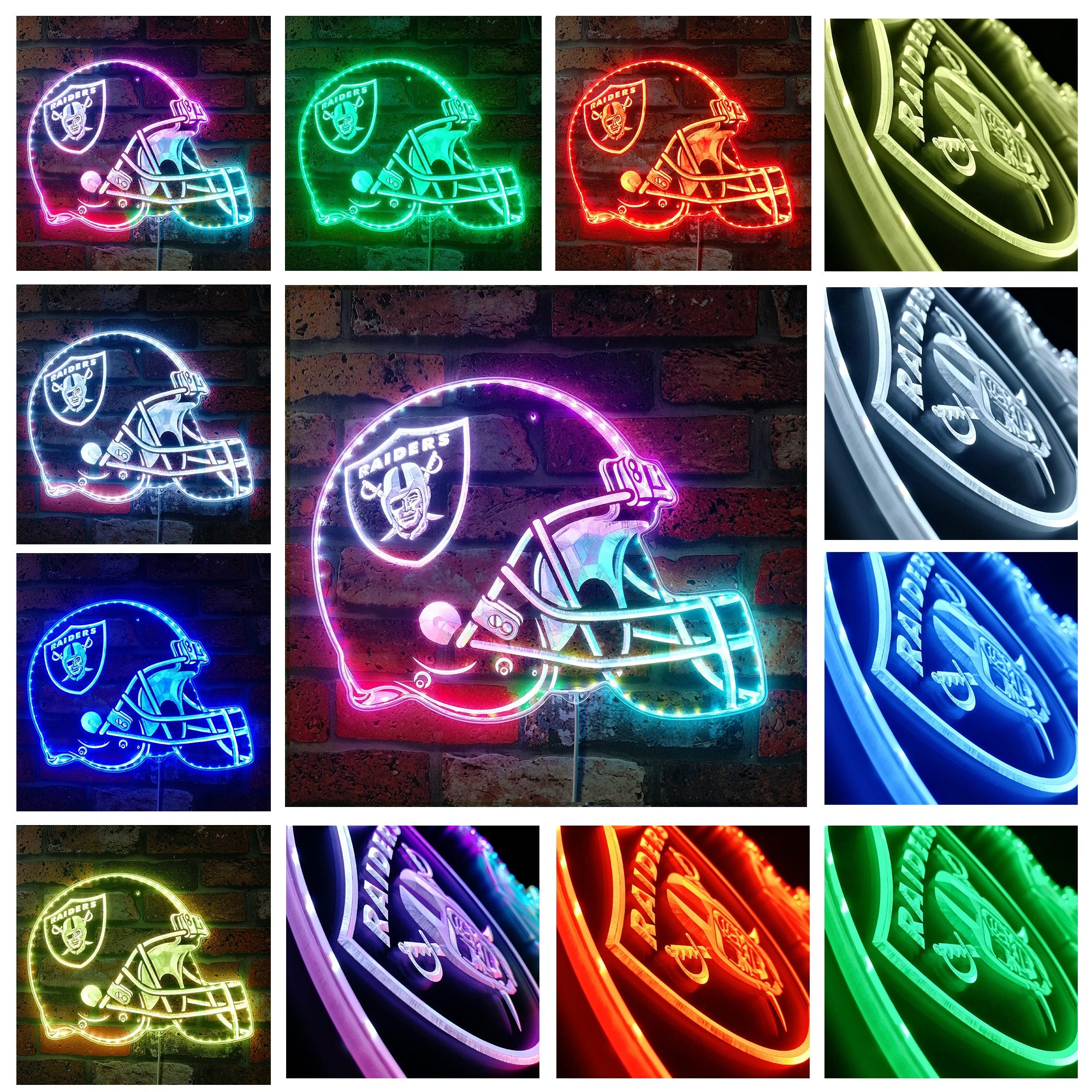 NFL Oakland Raiders Football Club Dynamic RGB Edge Lit Led Light Sign