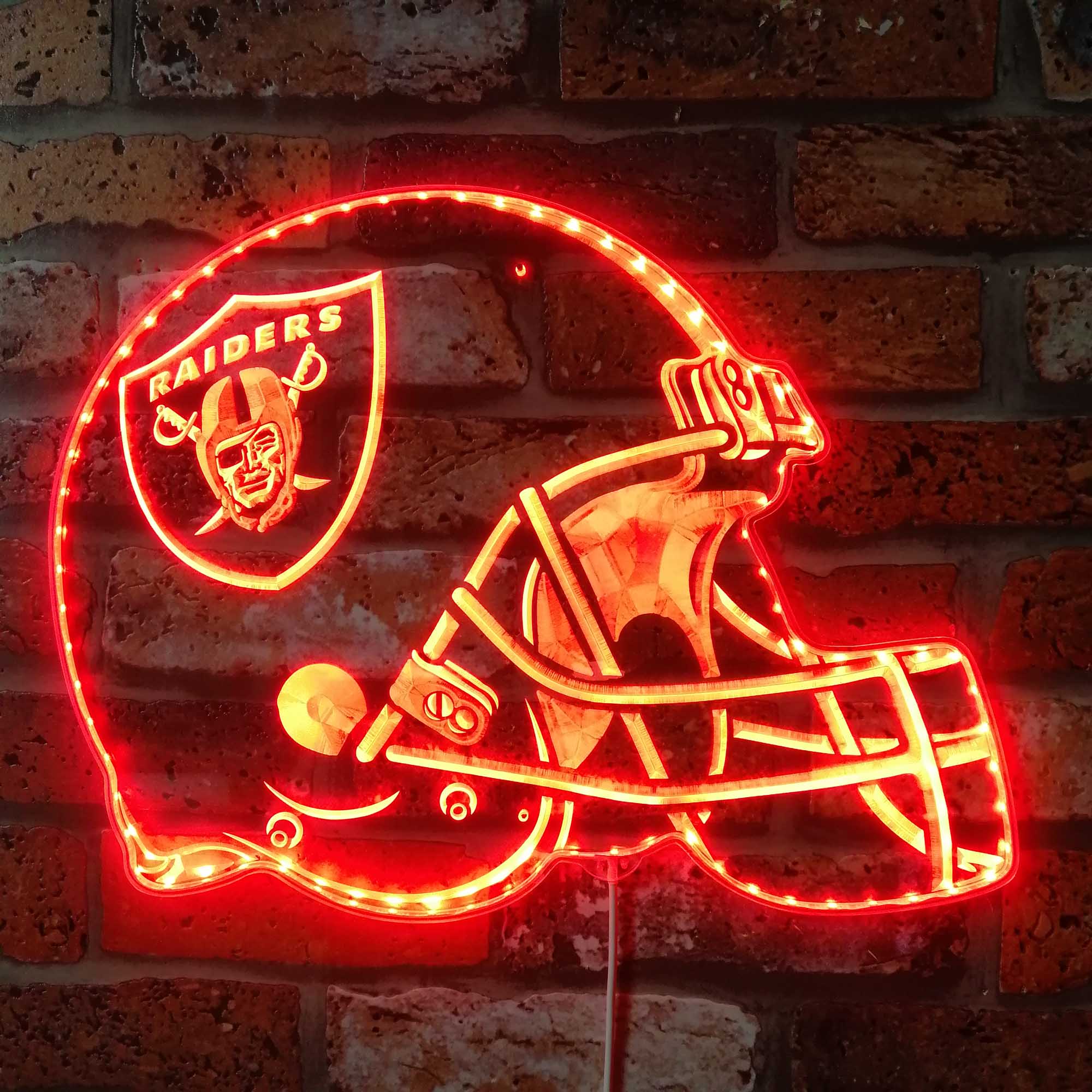 NFL Oakland Raiders Football Club Dynamic RGB Edge Lit Led Light Sign