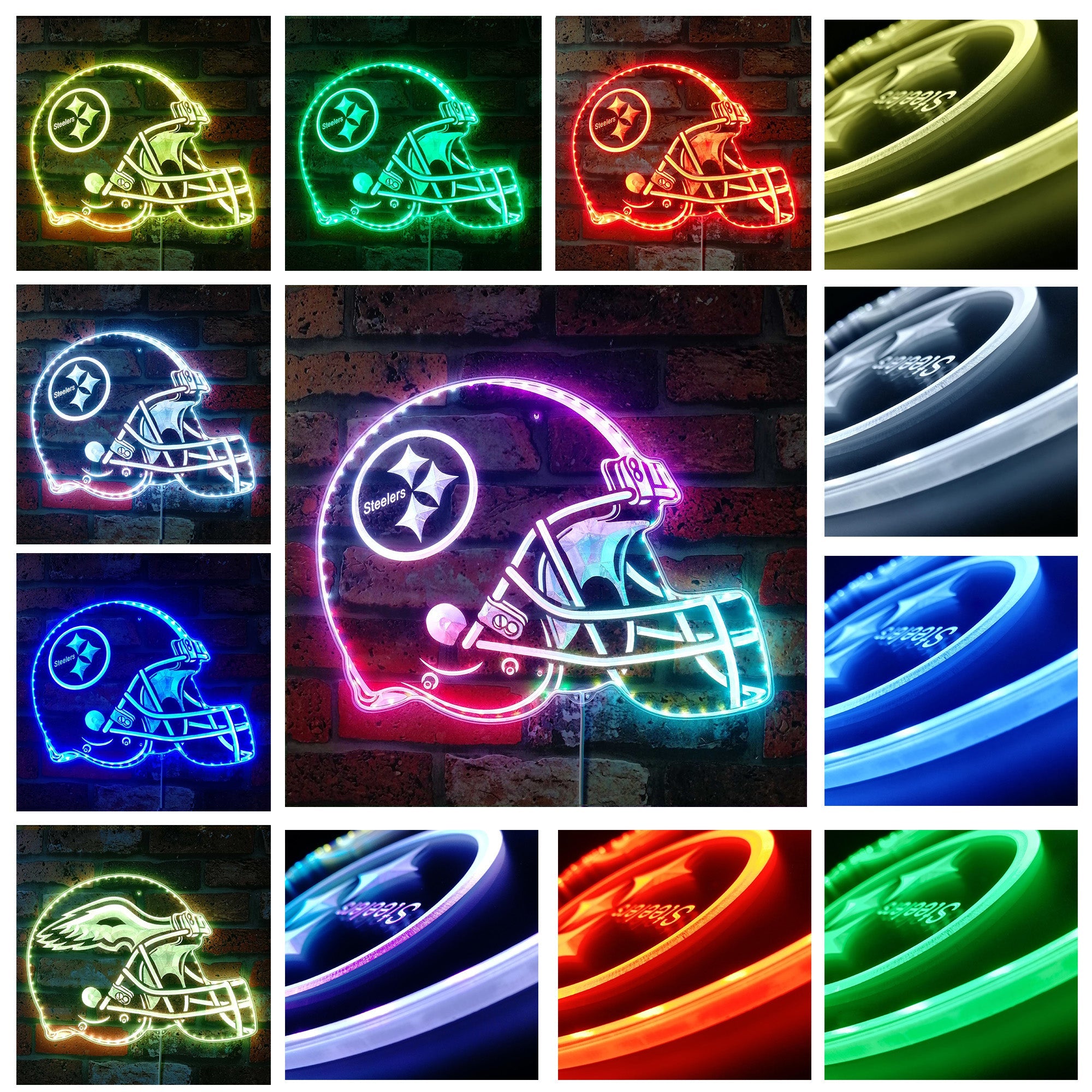 NFL Pittsburgh Steelers Football Club Dynamic RGB Edge Lit LED Light Sign