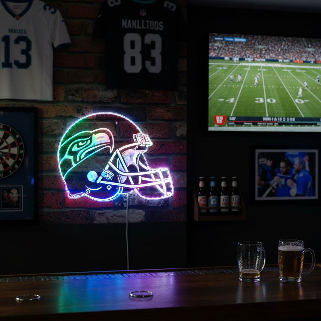 NFL Seattle Seahawks Football Neon RGB Edge Lit LED Sign