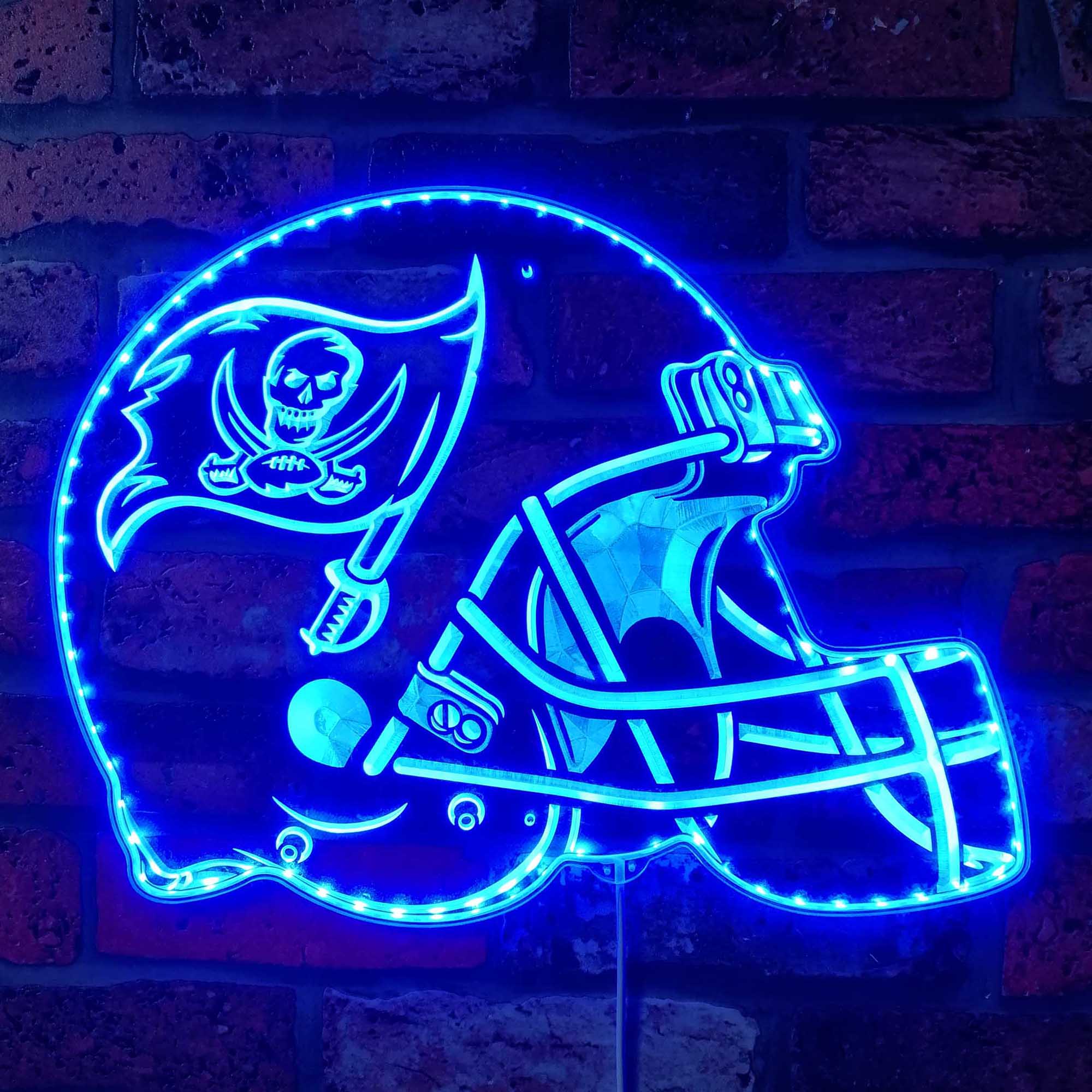 NFL Helmet Tampa Bay Buccaneers Dynamic RGB Edge Lit Led Light Sign