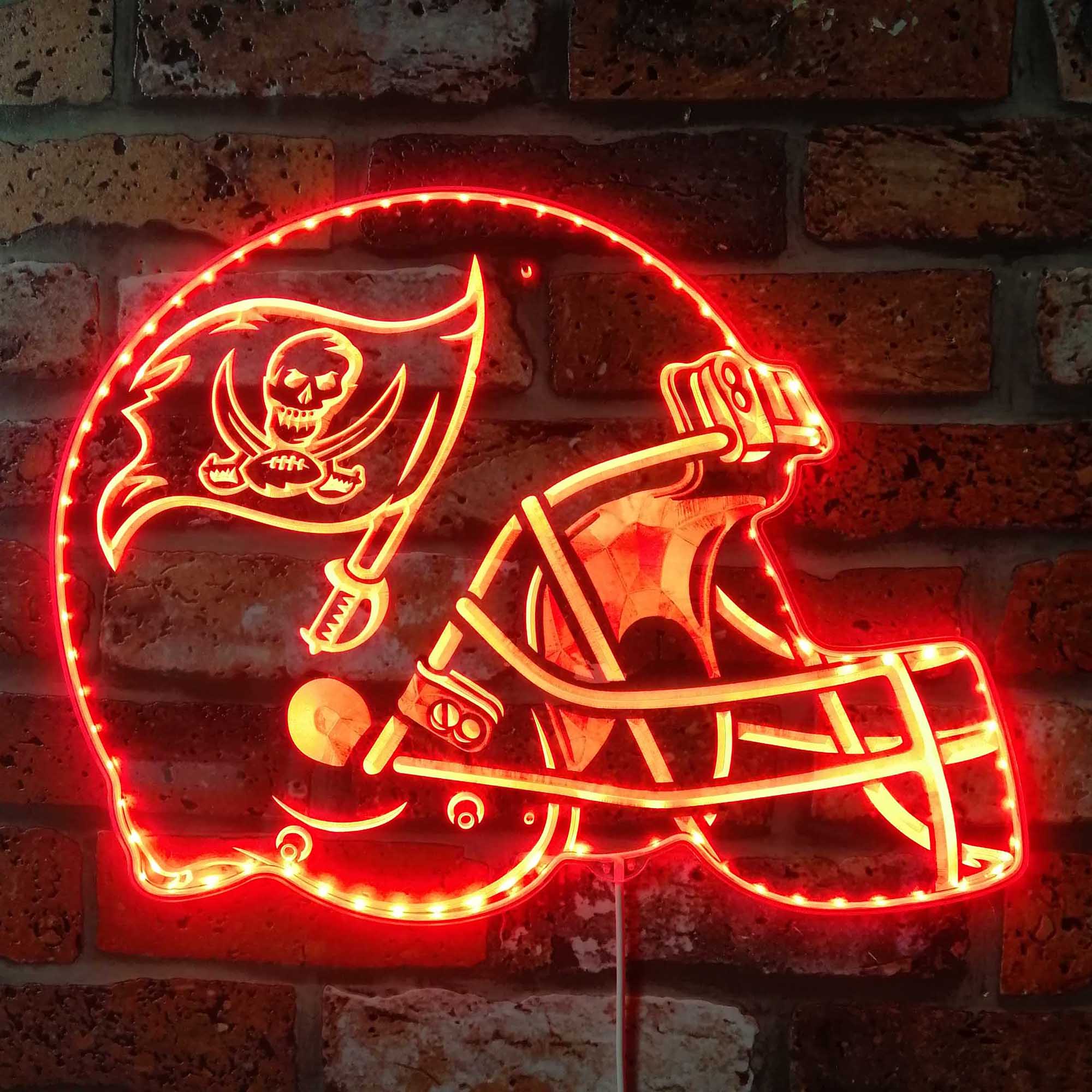 NFL Helmet Tampa Bay Buccaneers Dynamic RGB Edge Lit Led Light Sign