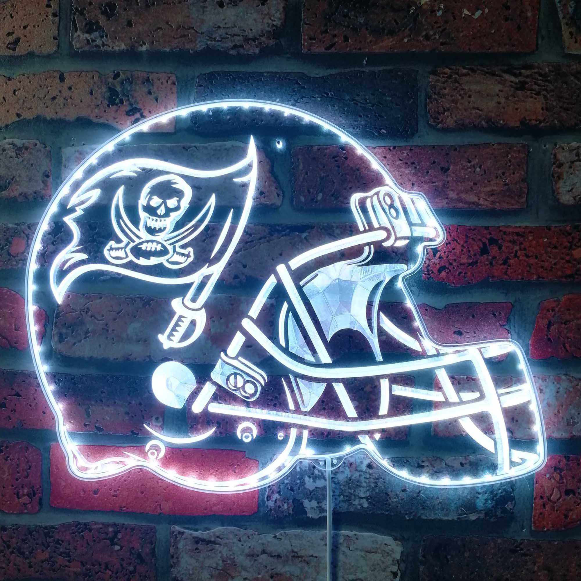 NFL Helmet Tampa Bay Buccaneers Dynamic RGB Edge Lit Led Light Sign