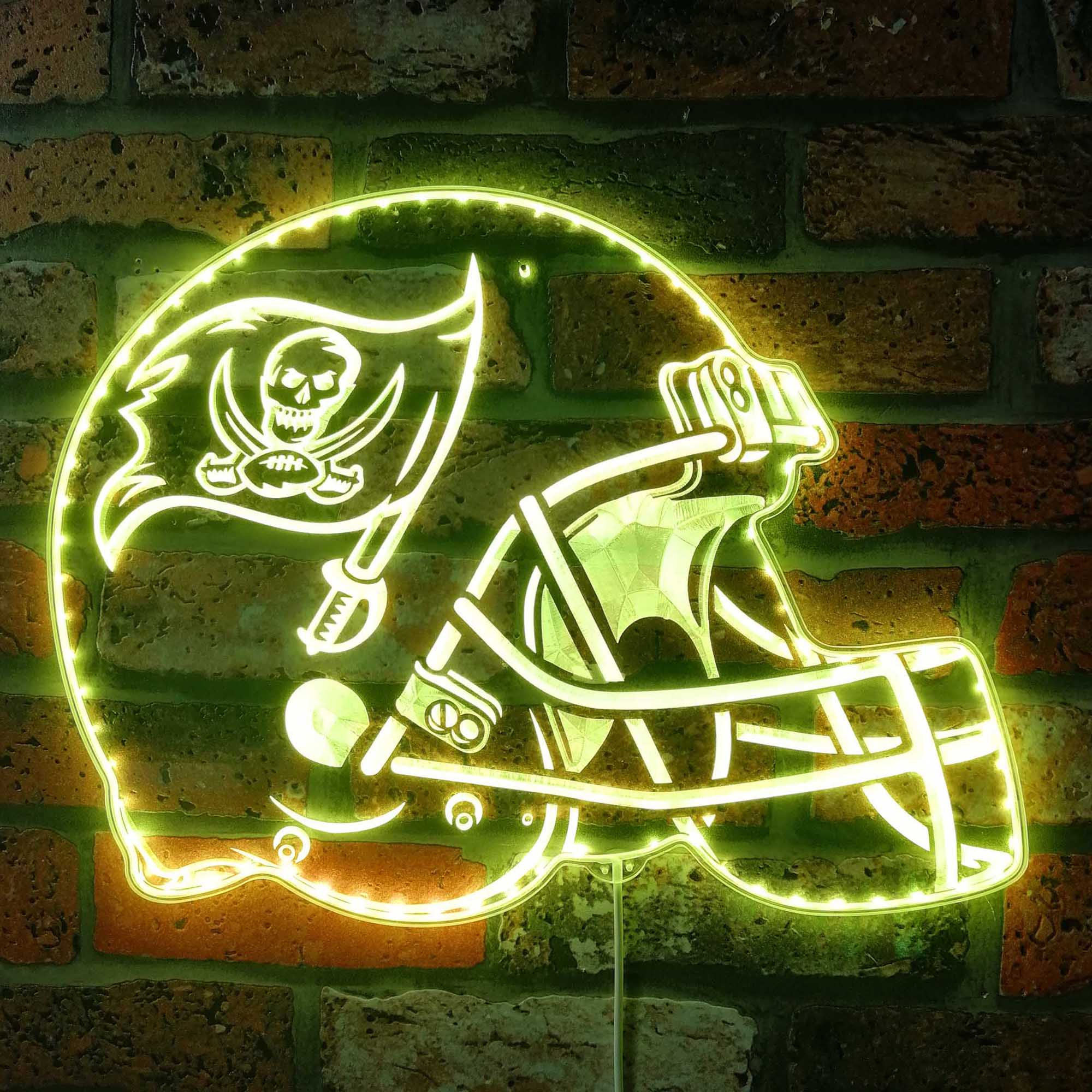 NFL Helmet Tampa Bay Buccaneers Dynamic RGB Edge Lit Led Light Sign