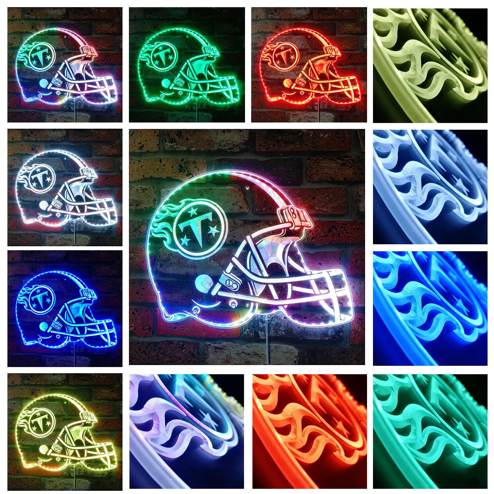 NFL Helmet Tennessee Titans Dynamic RGB Edge Lit Led Light Sign