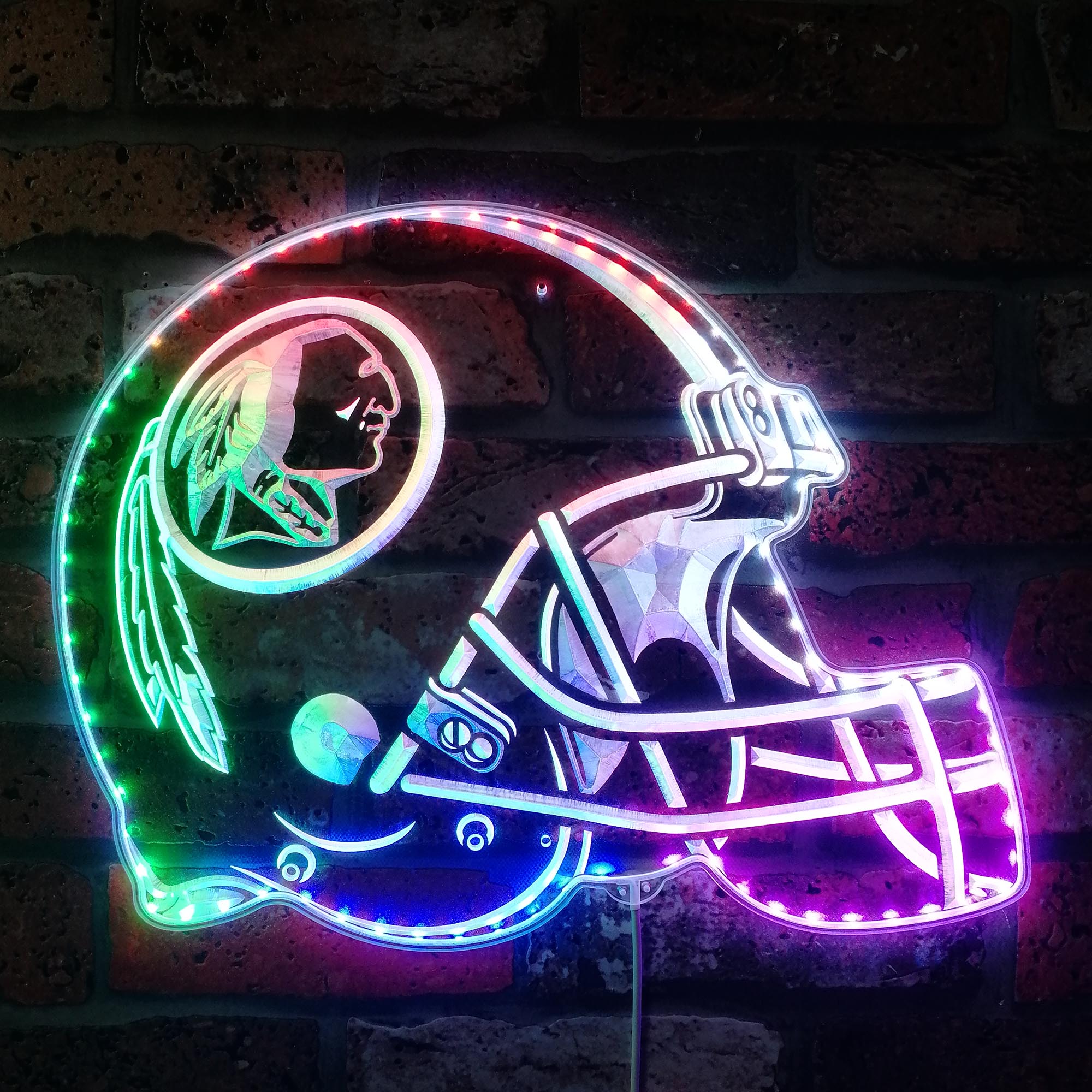 NFL Helmet Washington Redskins Dynamic RGB Edge Lit LED Sign