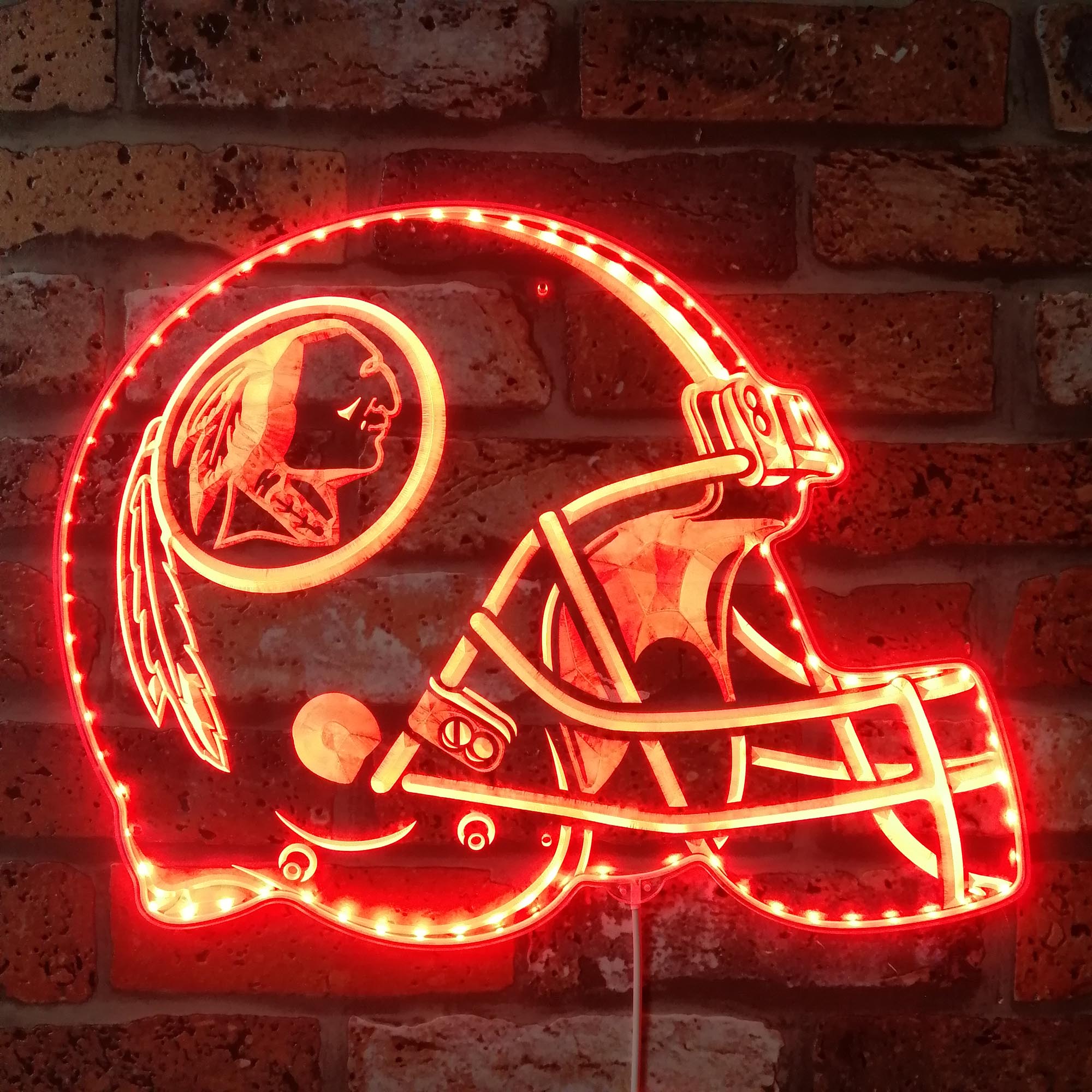 NFL Helmet Washington Redskins Dynamic RGB Edge Lit LED Sign