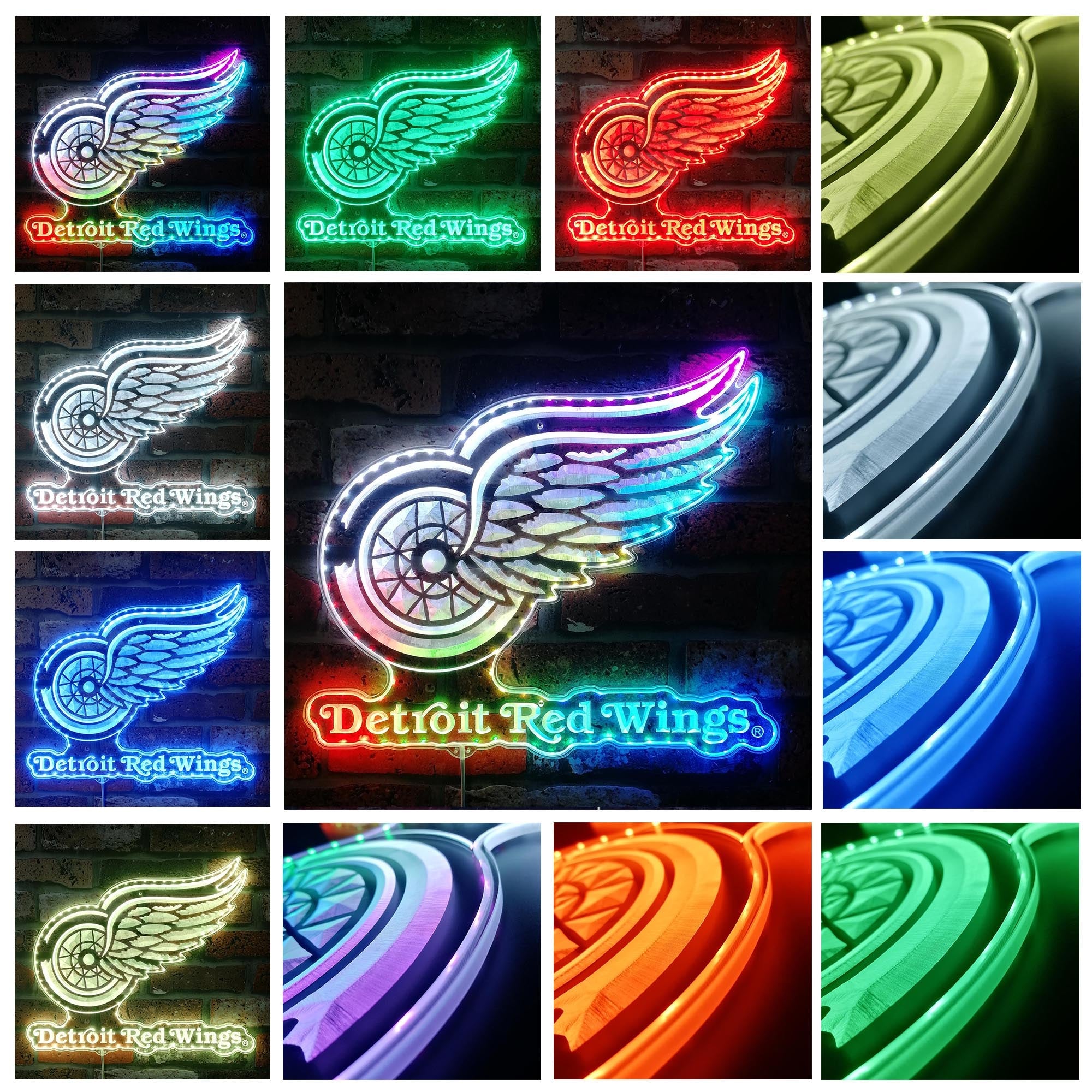 Detroit Red Wings Dynamic RGB Edge Lit LED Sign