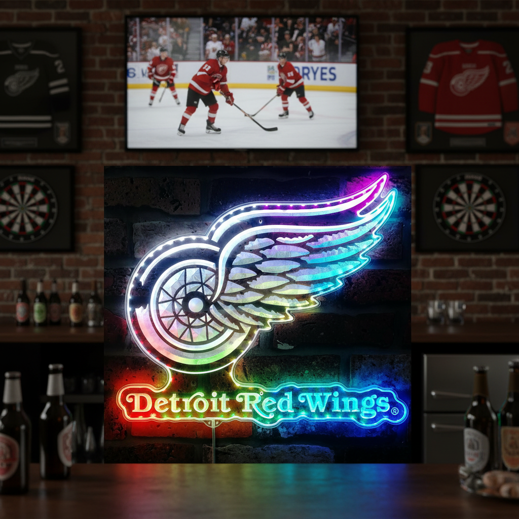 Detroit Red Wings Neon RGB Edge Lit LED Sign