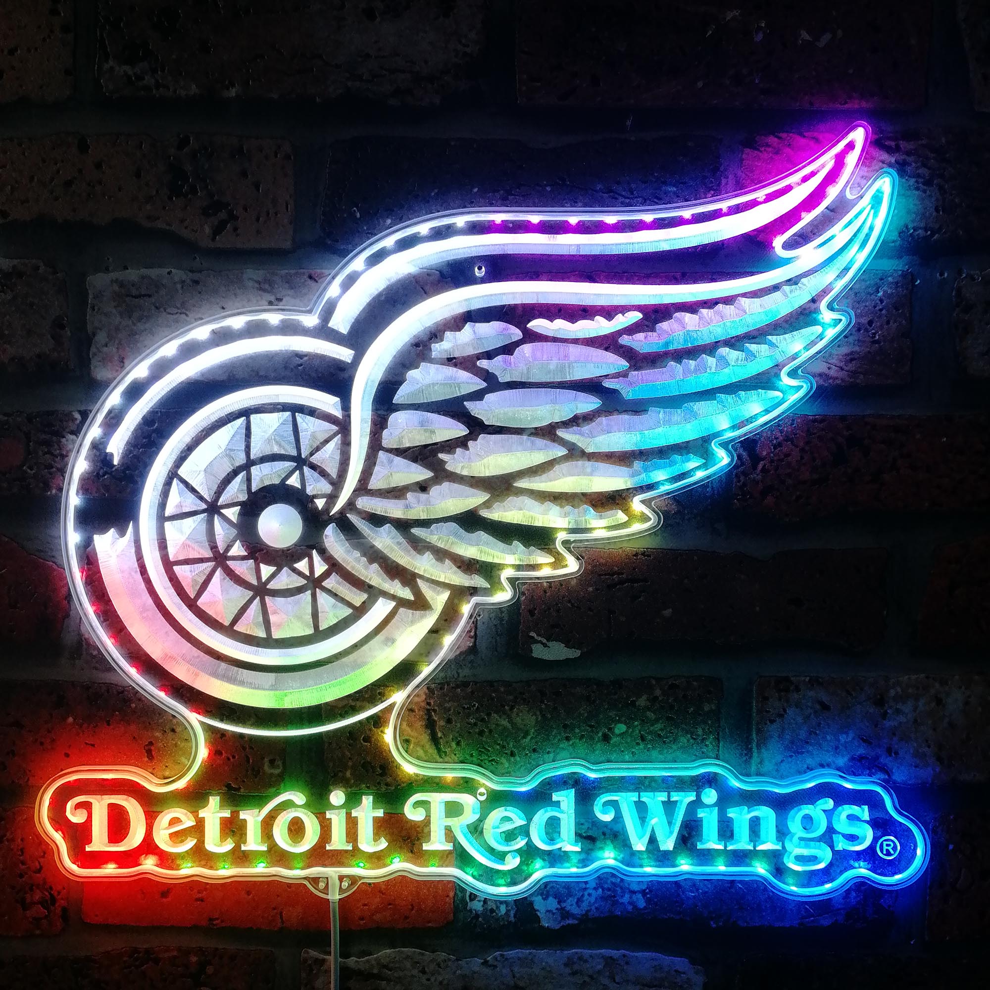 Detroit Red Wings Dynamic RGB Edge Lit LED Sign