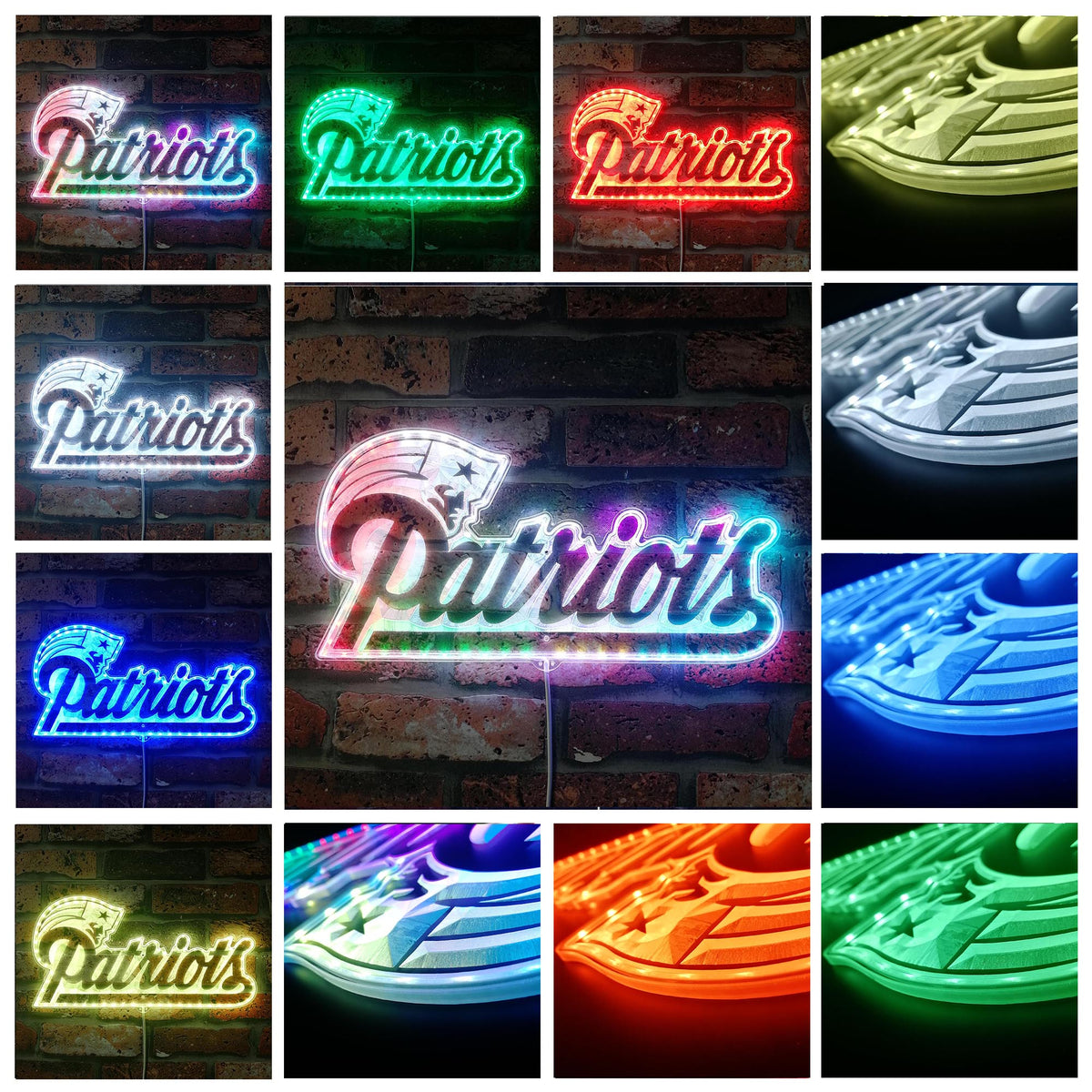New England Patriots Dynamic RGB Edge Lit LED Sign | PROLEDSIGN