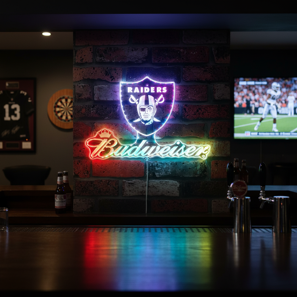 Las Vegas Raiders Budweiser Neon RGB Edge Lit LED Sign