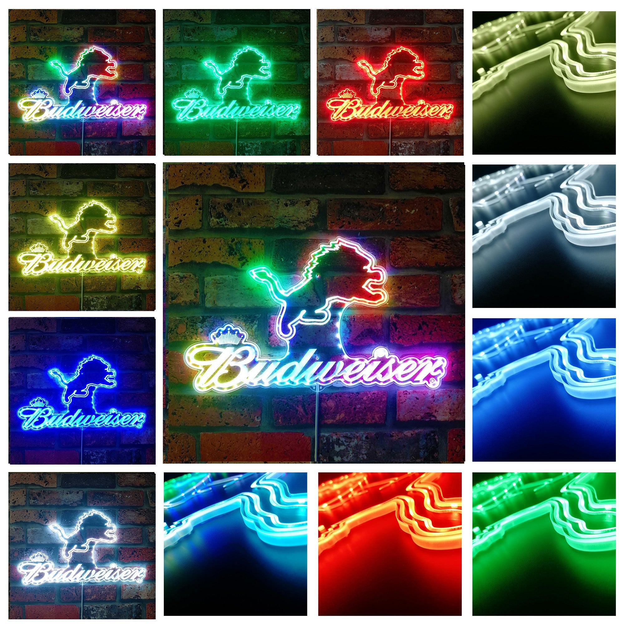 Detroit Lions Budweiser Dynamic RGB Edge Lit LED Light Sign