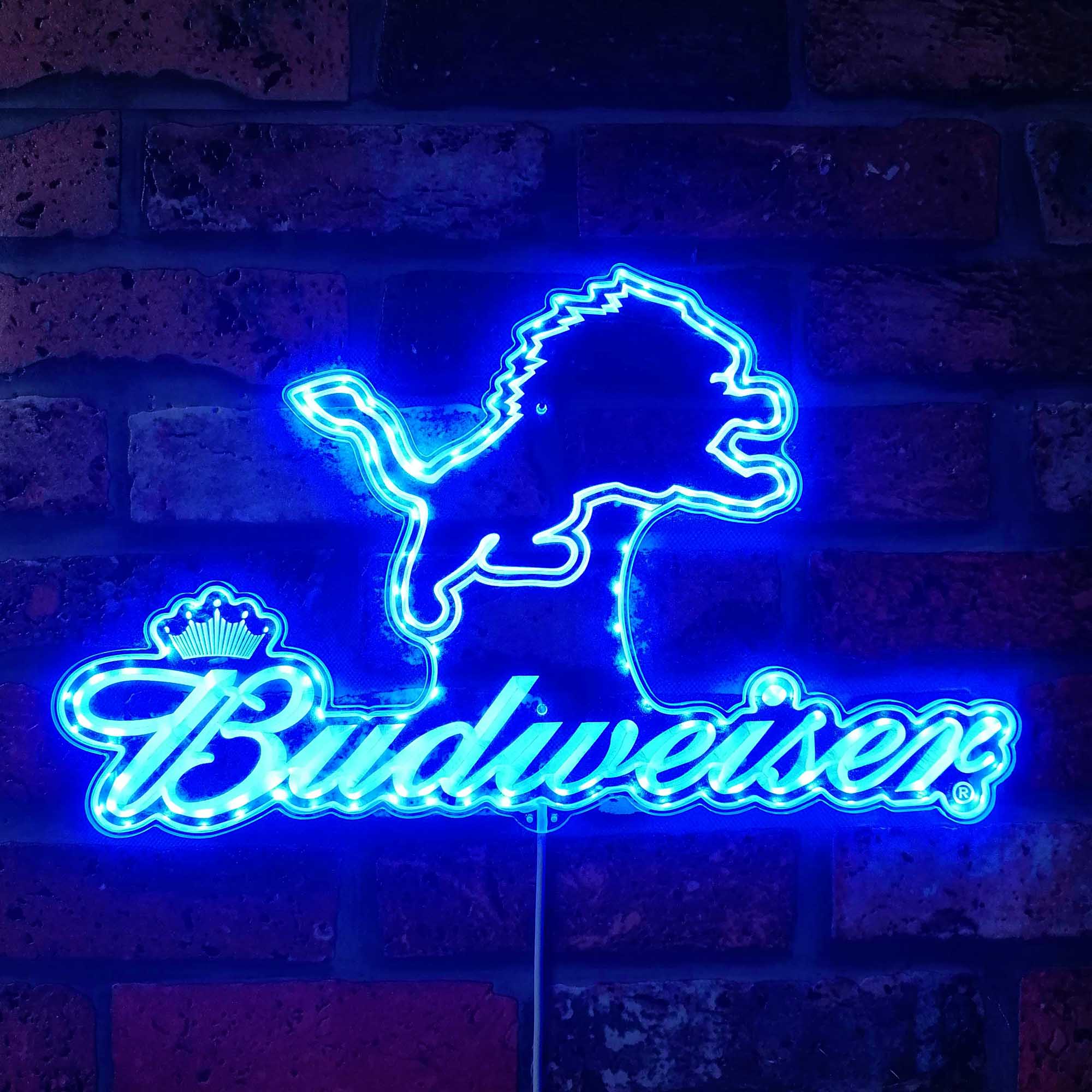 Detroit Lions Budweiser Dynamic RGB Edge Lit LED Light Sign