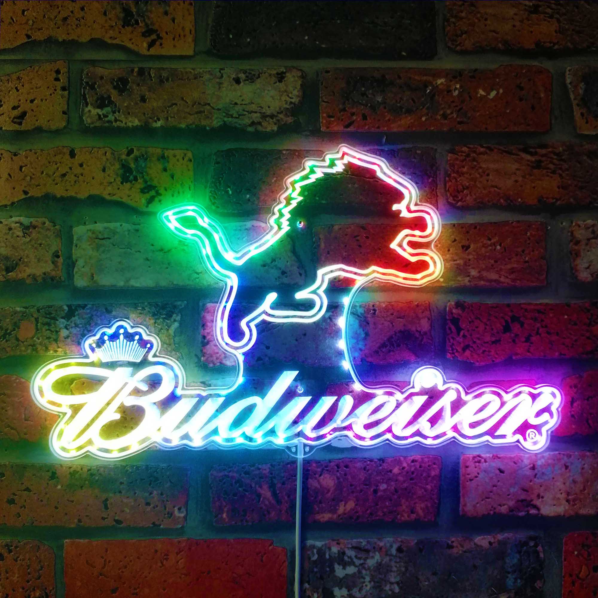 Detroit Lions Budweiser Dynamic RGB Edge Lit LED Light Sign