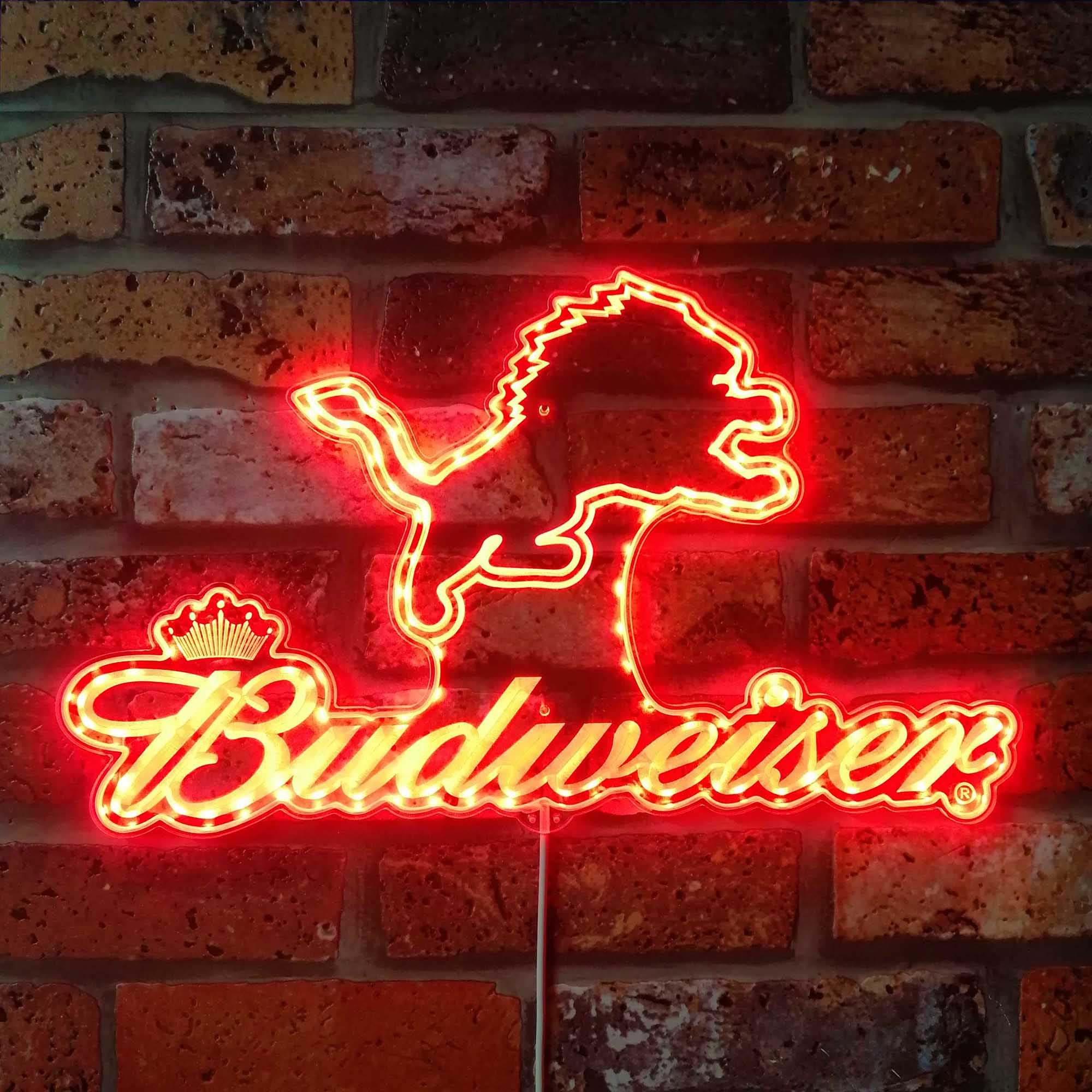 Detroit Lions Budweiser Dynamic RGB Edge Lit LED Light Sign