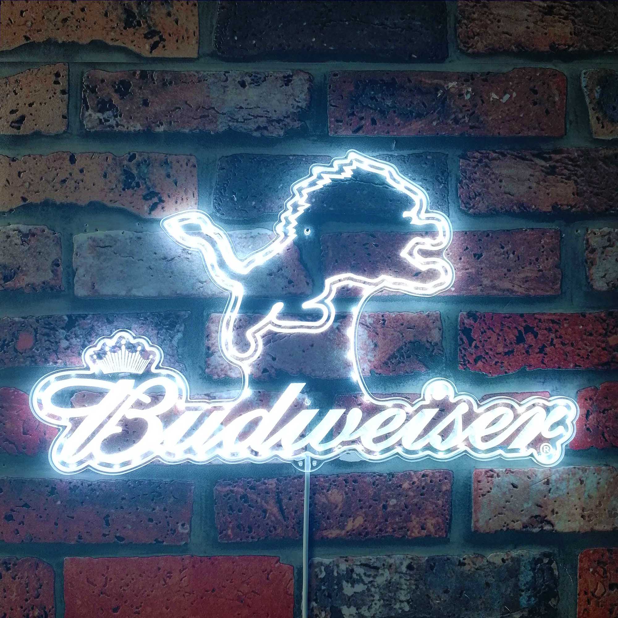 Detroit Lions Budweiser Dynamic RGB Edge Lit LED Light Sign