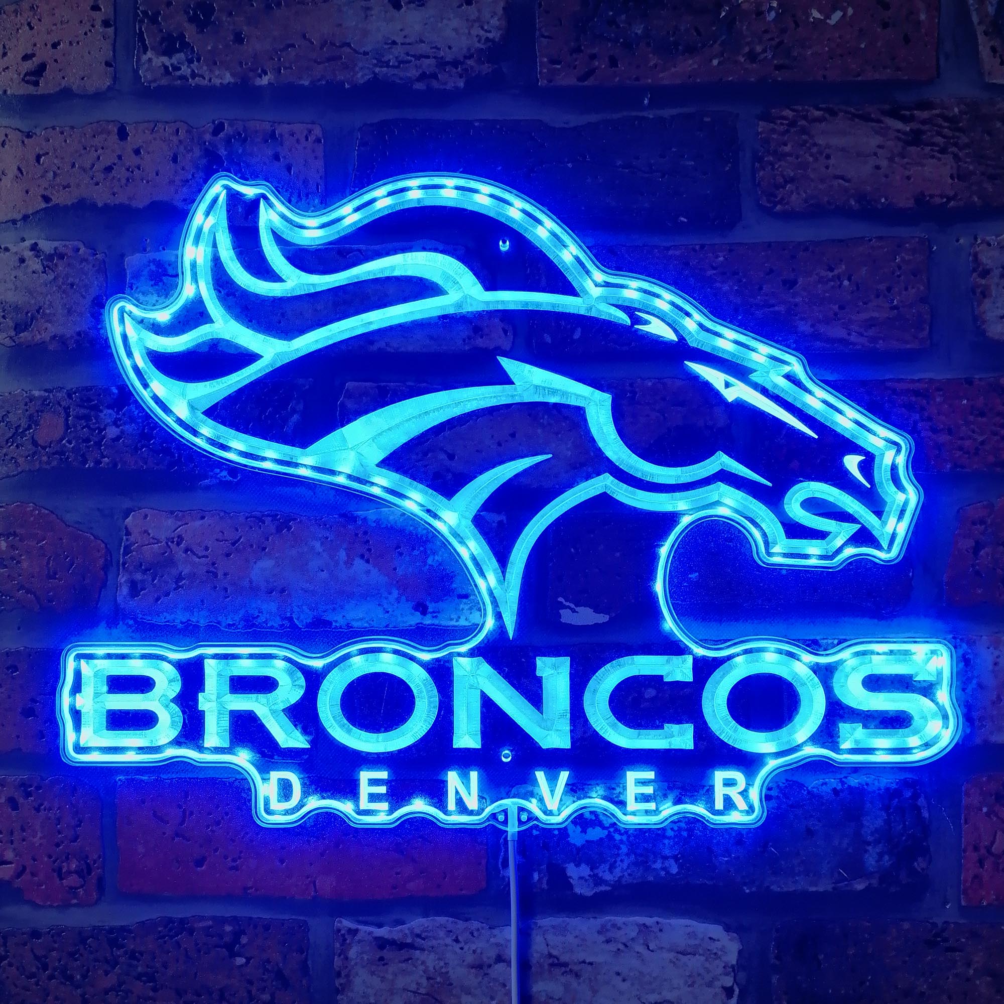 Denver Broncos Dynamic RGB Edge Lit Led Light Sign