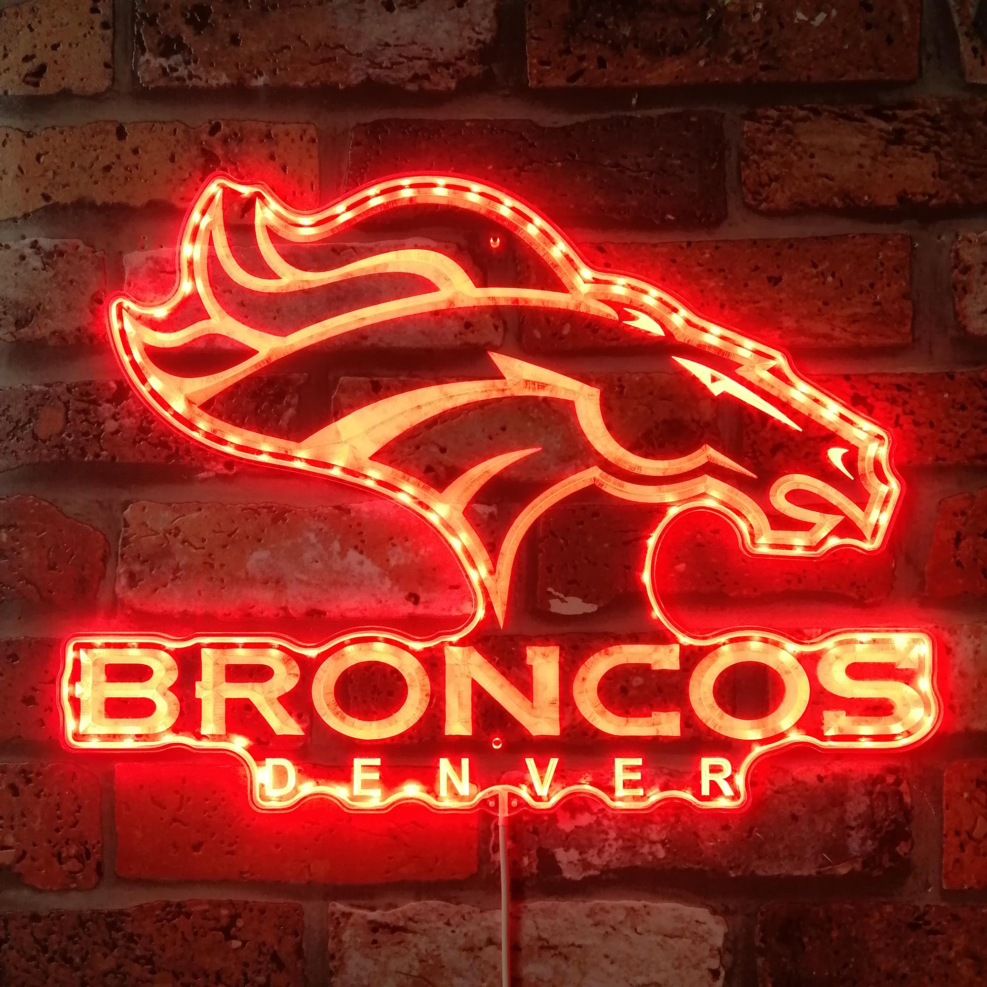 Denver Broncos Dynamic RGB Edge Lit Led Light Sign