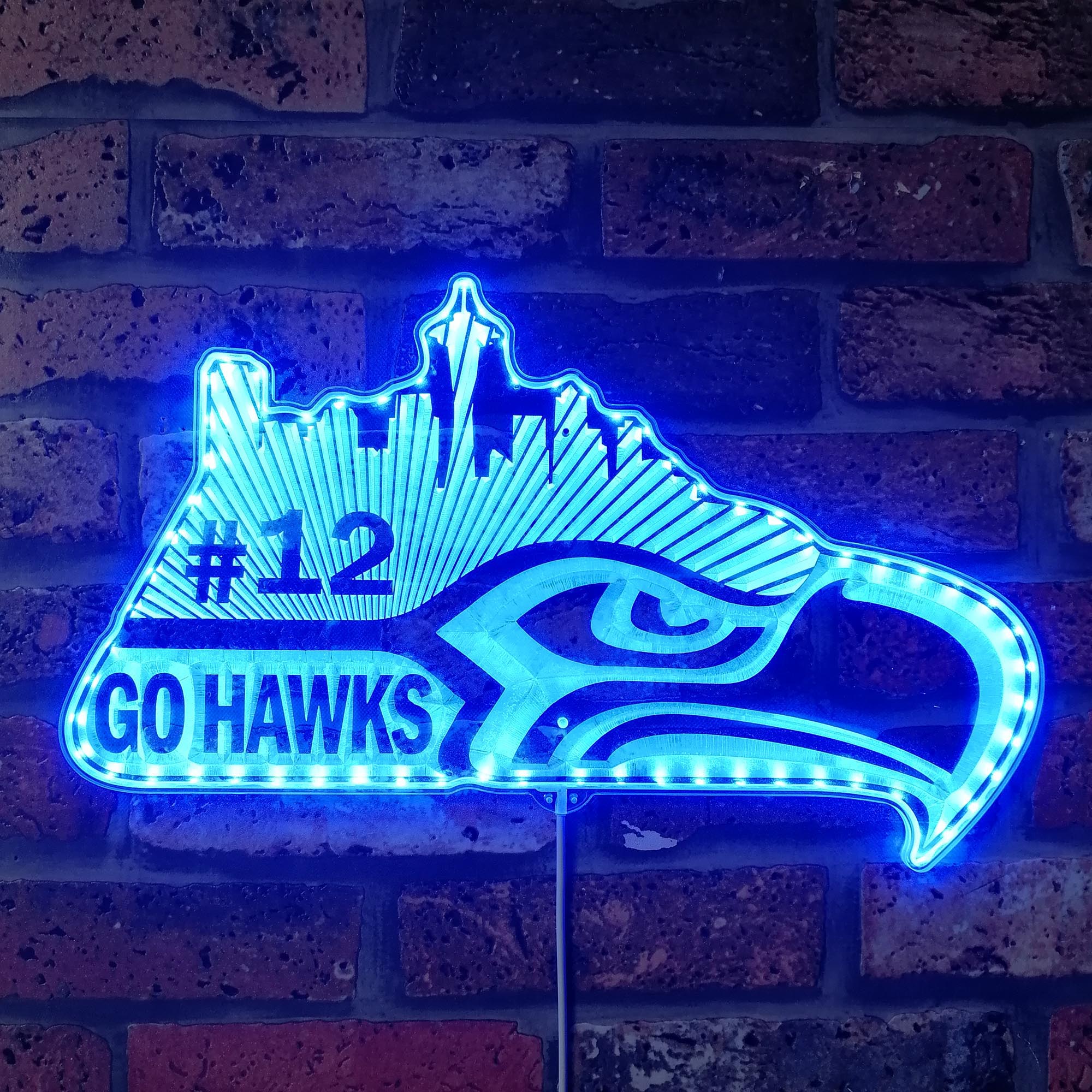 Seattle Seahawks #12 Dynamic RGB Edge Lit LED Light Sign