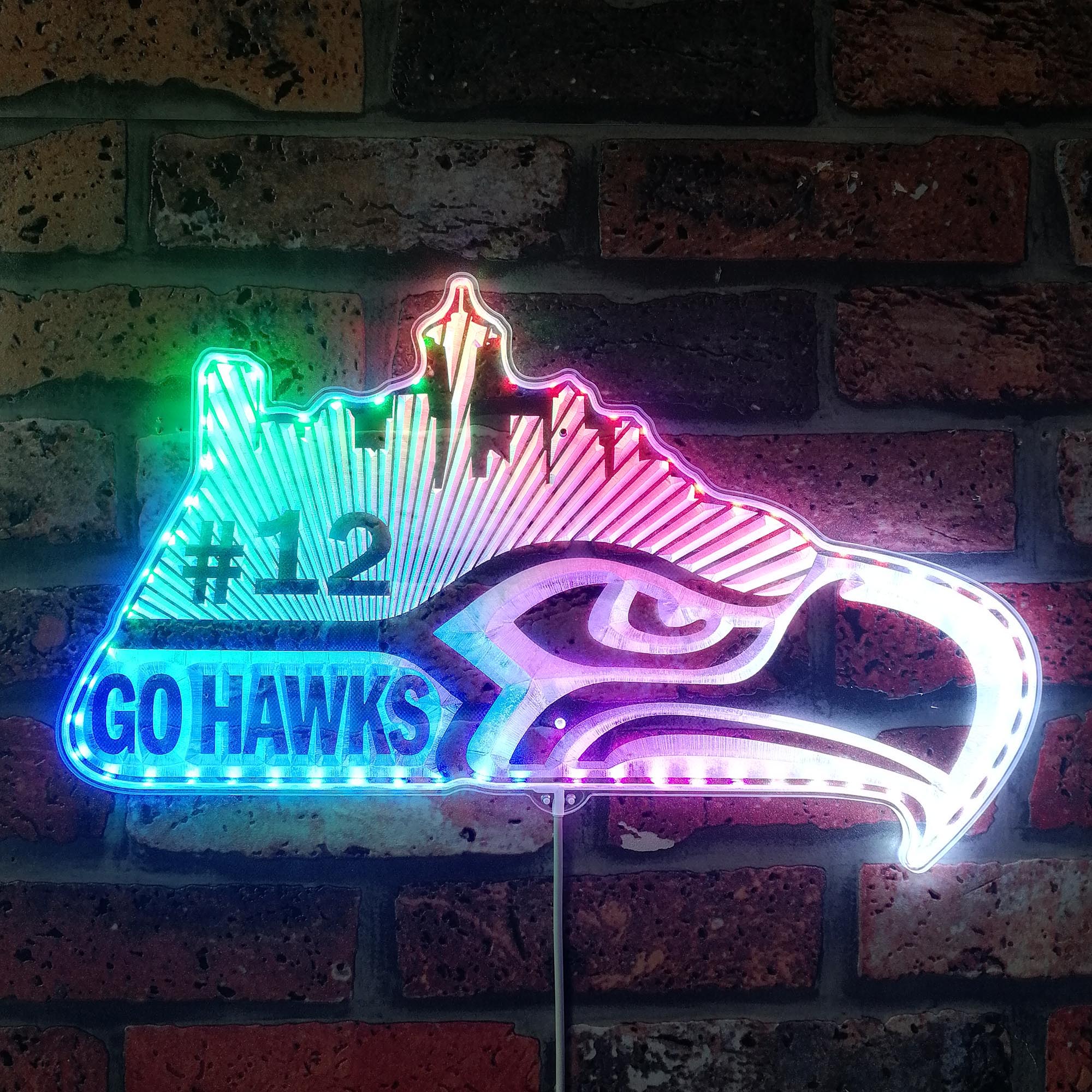 Seattle Seahawks #12 Dynamic RGB Edge Lit LED Light Sign