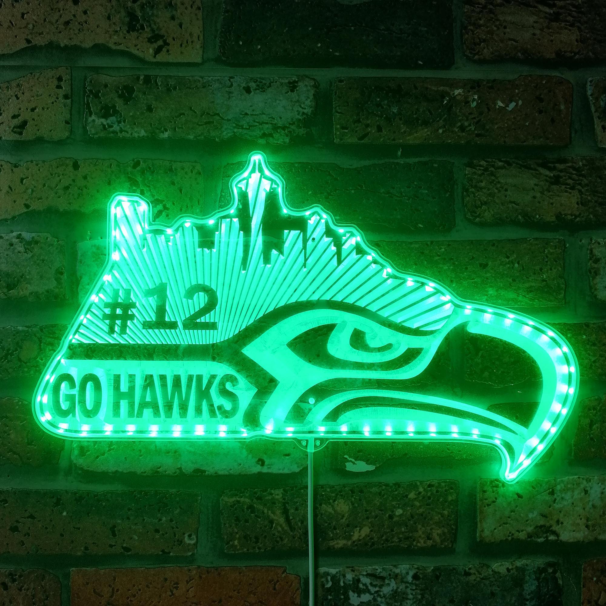 Seattle Seahawks #12 Dynamic RGB Edge Lit LED Light Sign