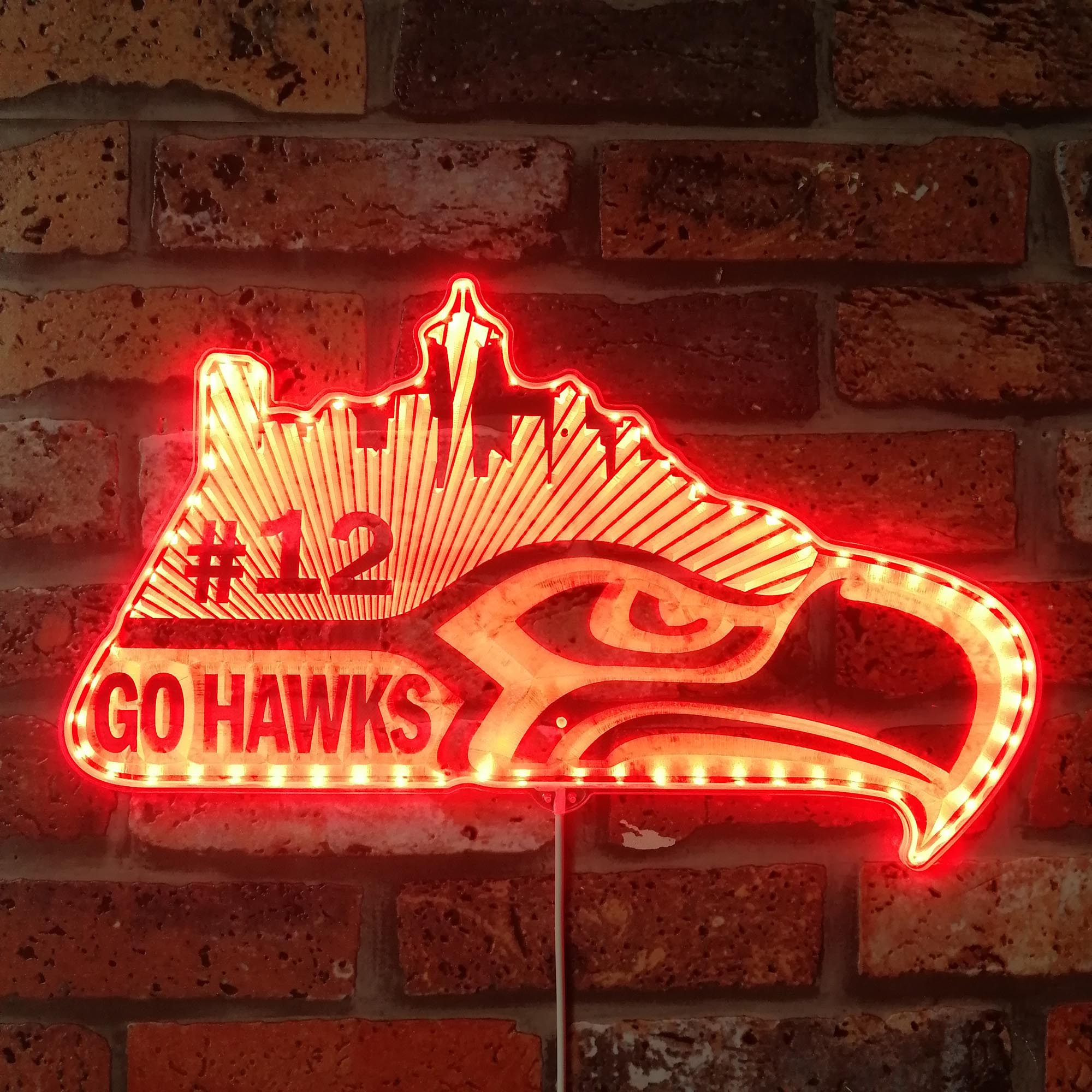 Seattle Seahawks #12 Dynamic RGB Edge Lit LED Light Sign