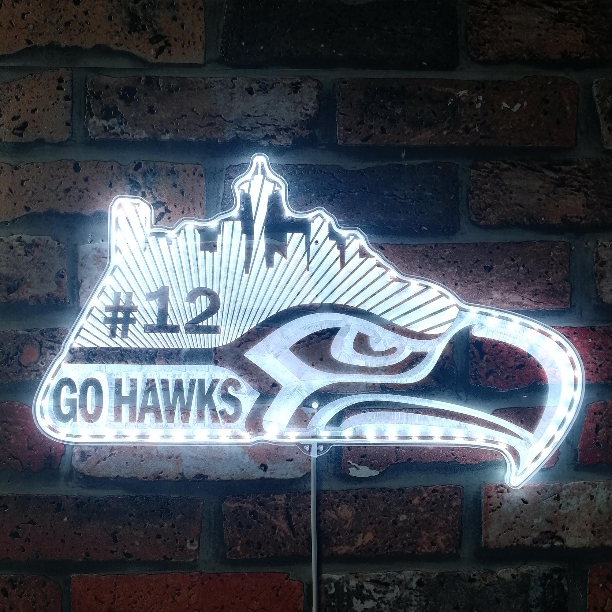 Seattle Seahawks #12 Dynamic RGB Edge Lit LED Light Sign