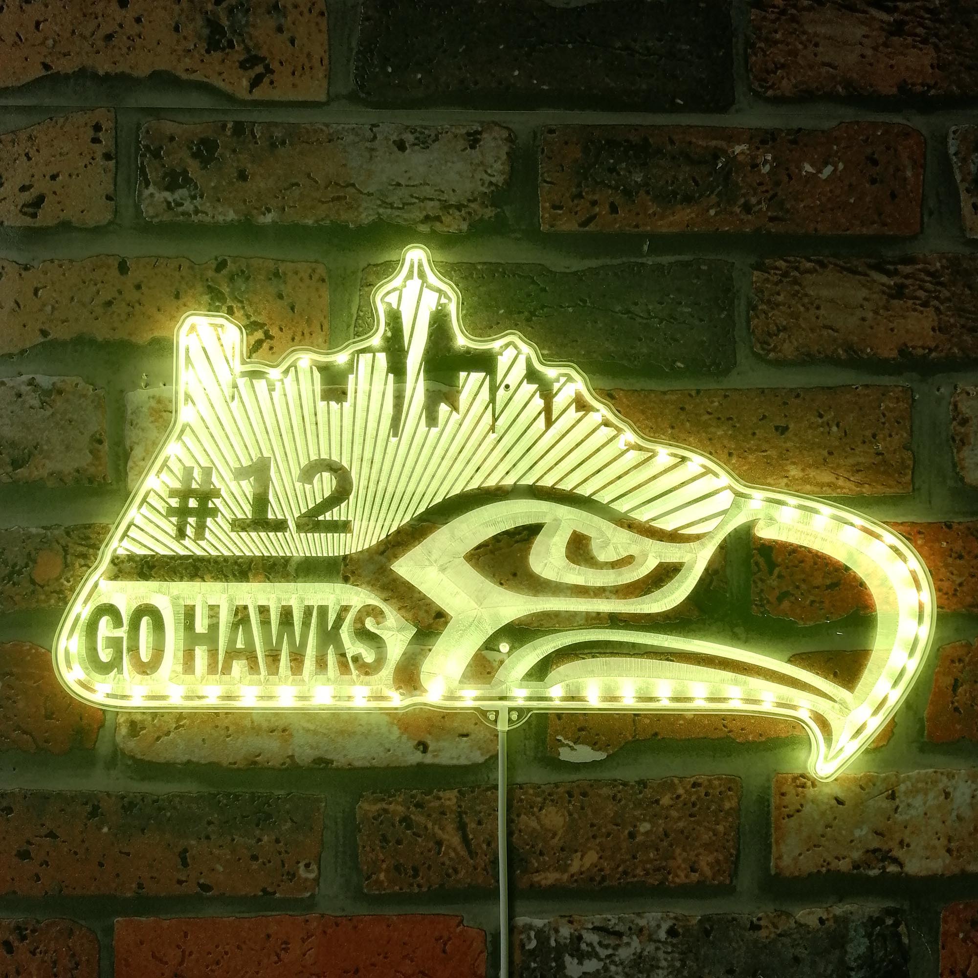 Seattle Seahawks #12 Dynamic RGB Edge Lit LED Light Sign