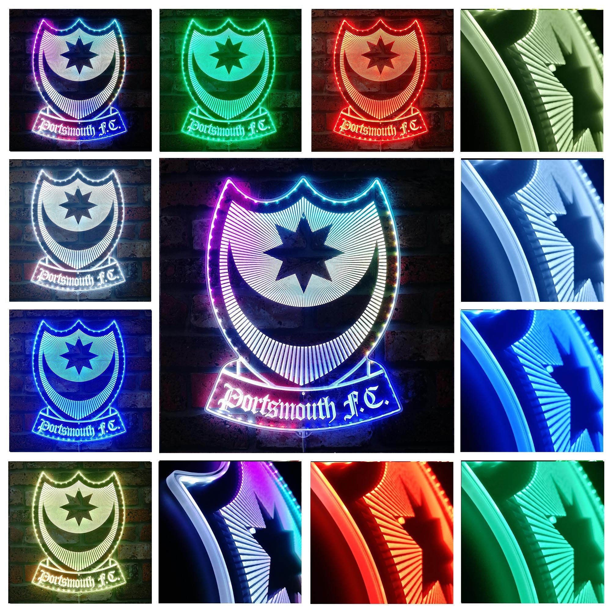 Portsmouth UK Football Club Dynamic RGB Edge Lit LED Sign