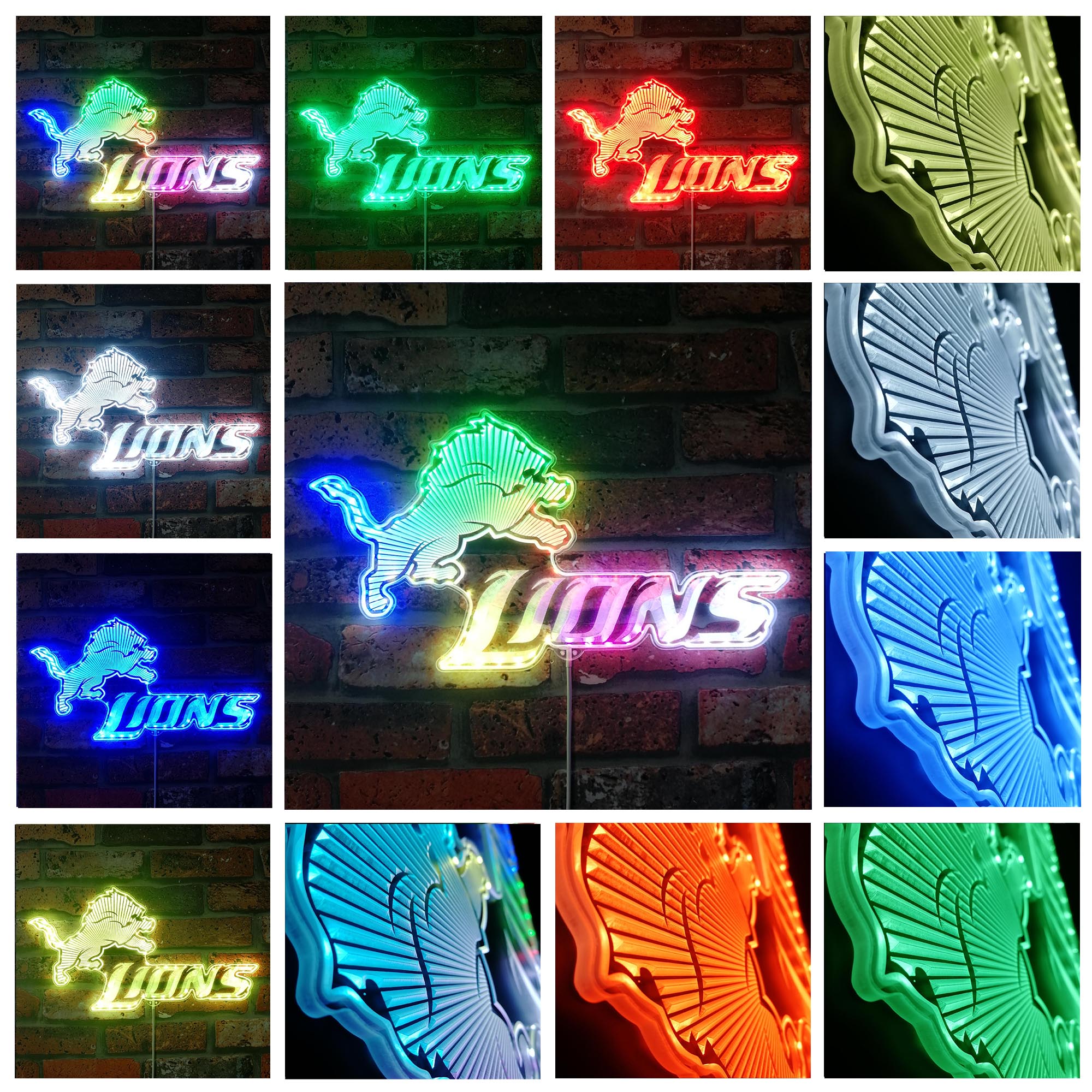 Detroit Lions Dynamic RGB Edge Lit LED Light Sign