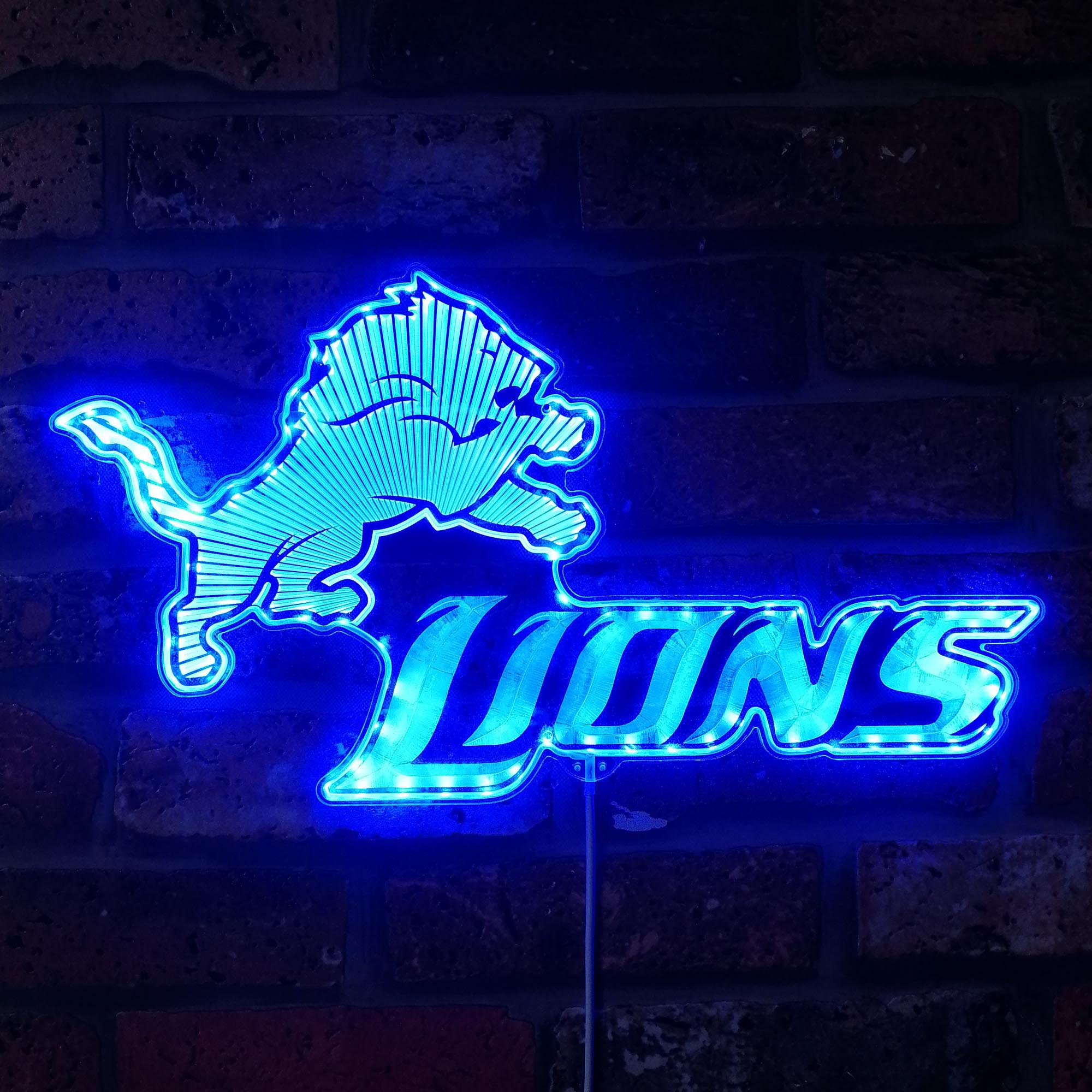 Detroit Lions Neon RGB Edge Lit LED Light Sign