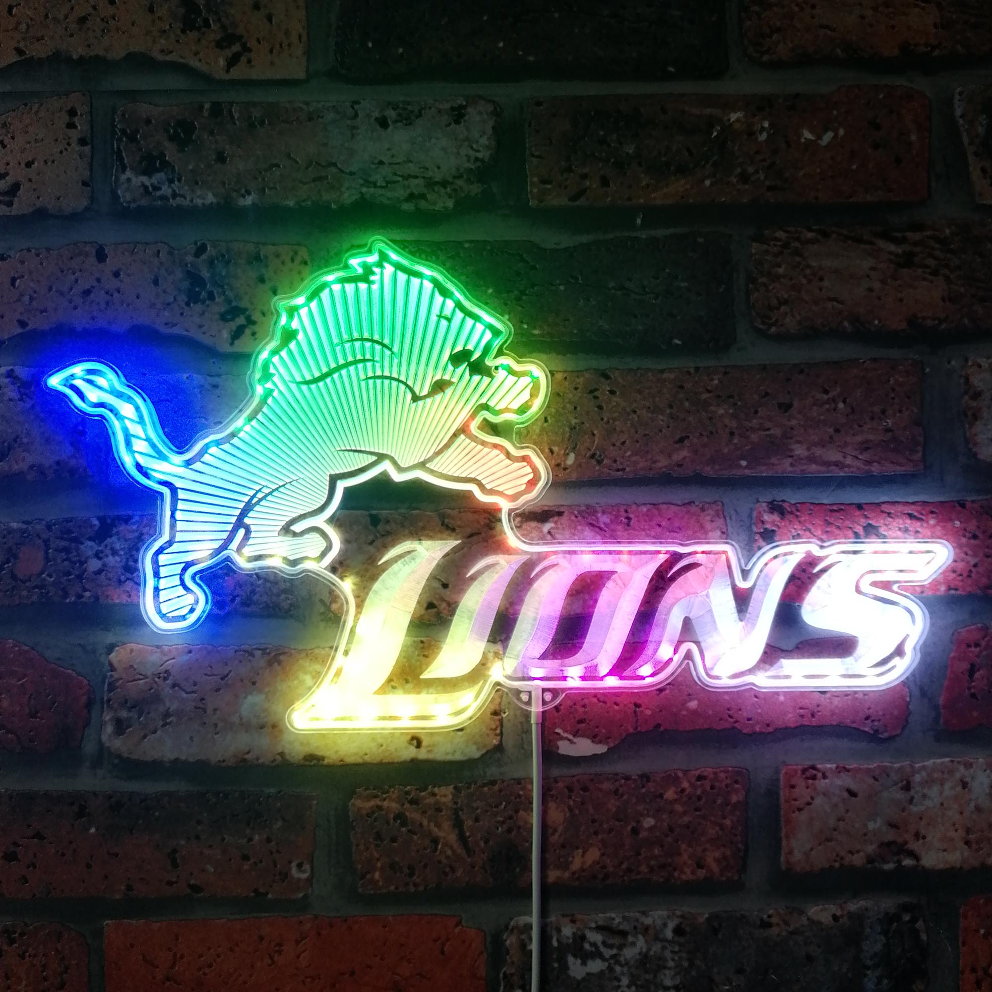 Detroit Lions Dynamic RGB Edge Lit LED Light Sign