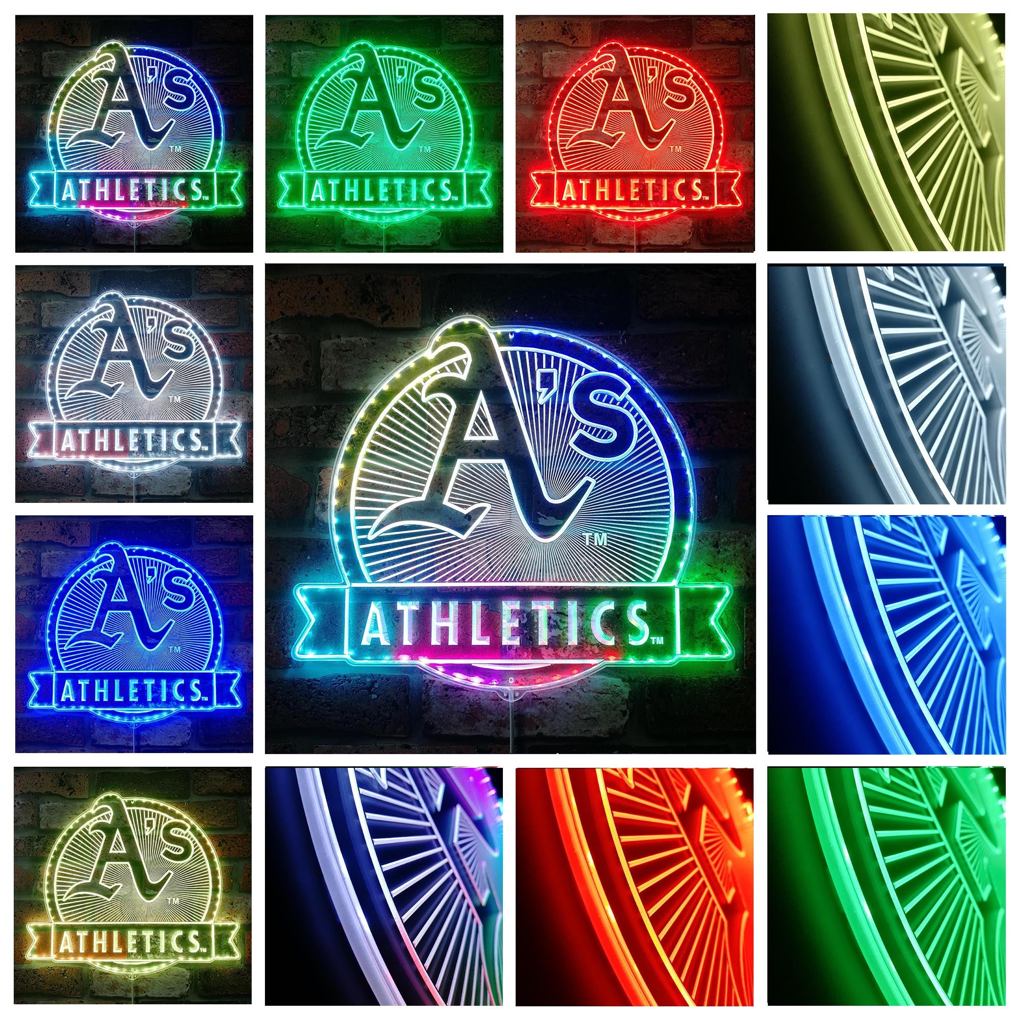 Oakland Athletics Dynamic RGB Edge Lit LED Sign