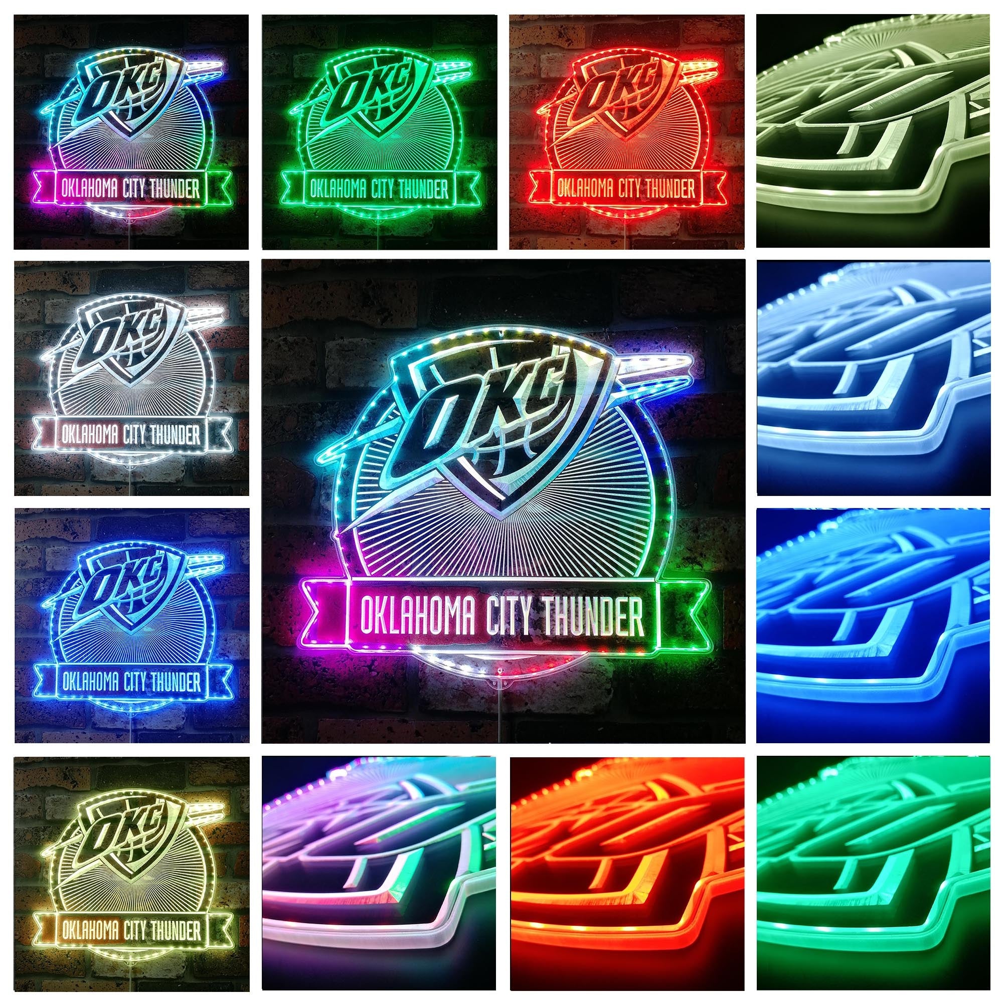 Oklahoma City Thunder Dynamic RGB Edge Lit LED Sign