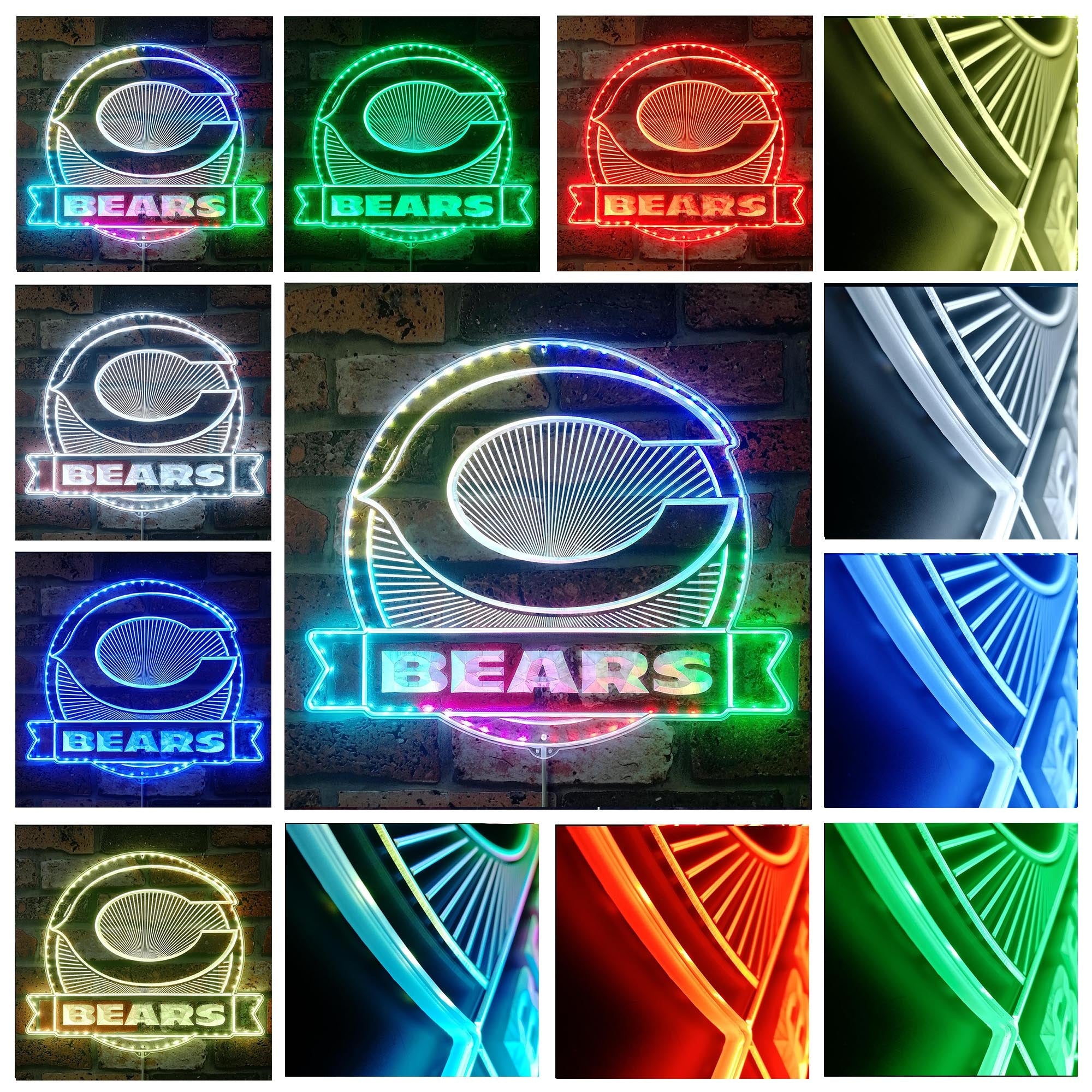 Chicago Bears Dynamic RGB Edge Lit LED Light Sign