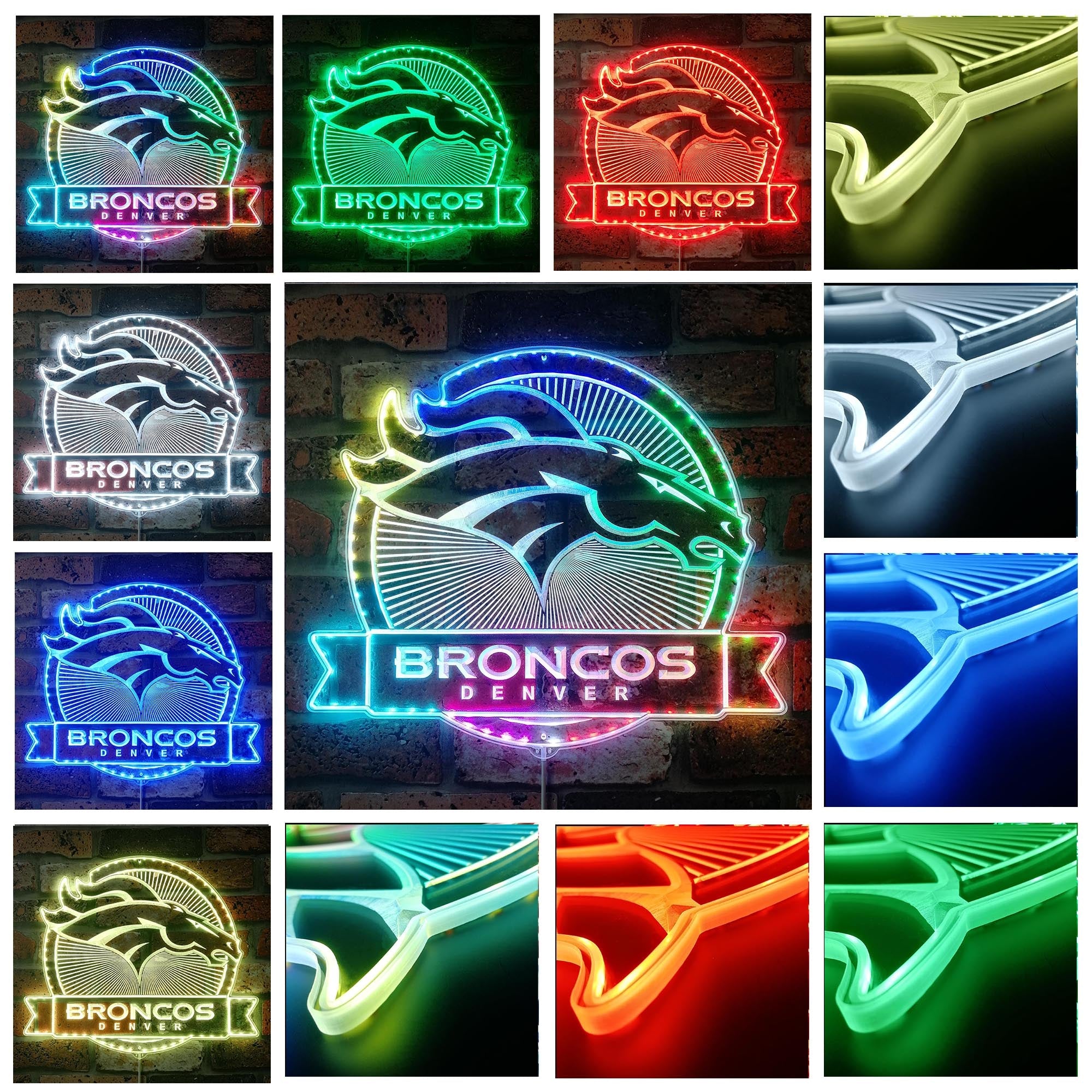 Denver Broncos Dynamic RGB Edge Lit Led Light Sign