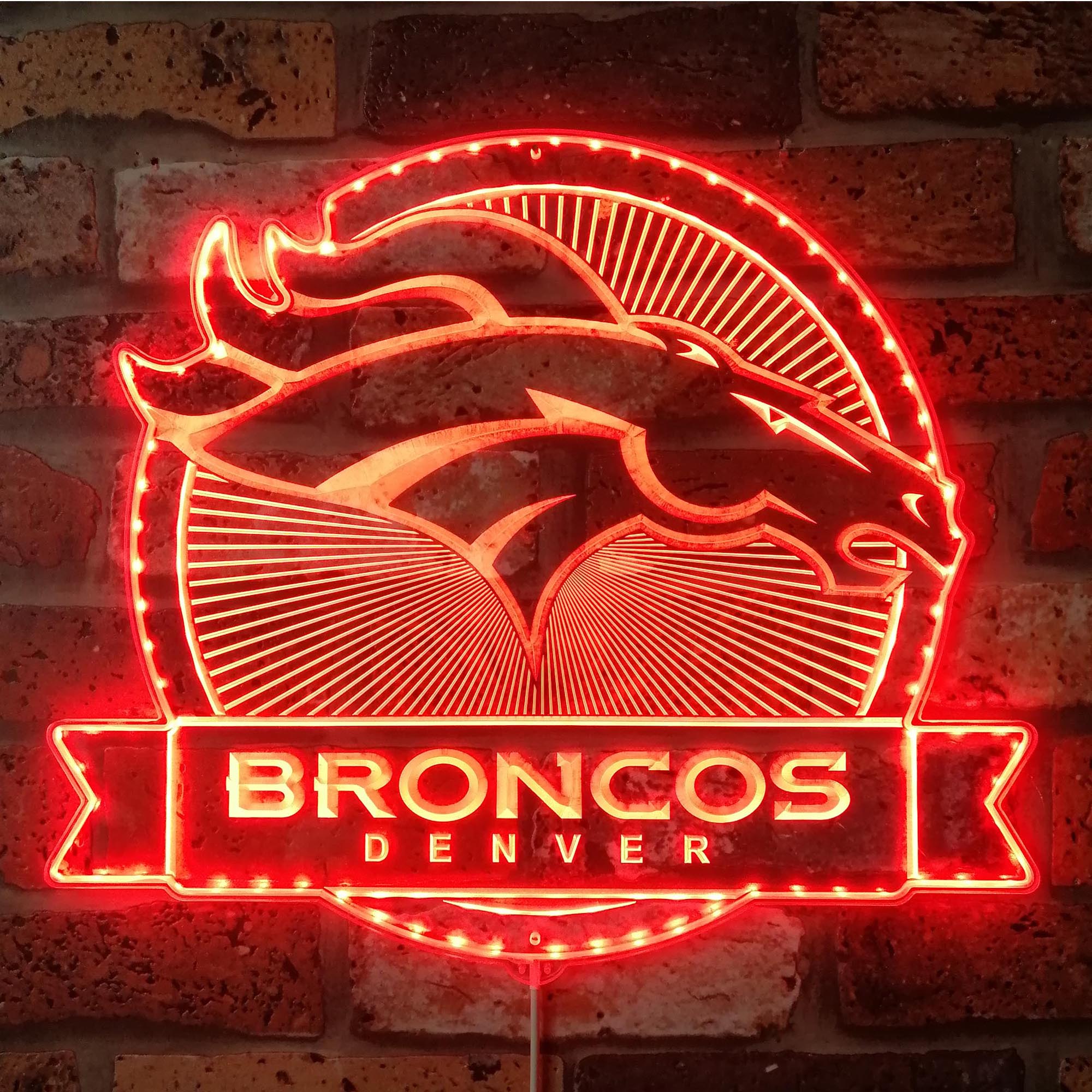 Denver Broncos Dynamic RGB Edge Lit Led Light Sign