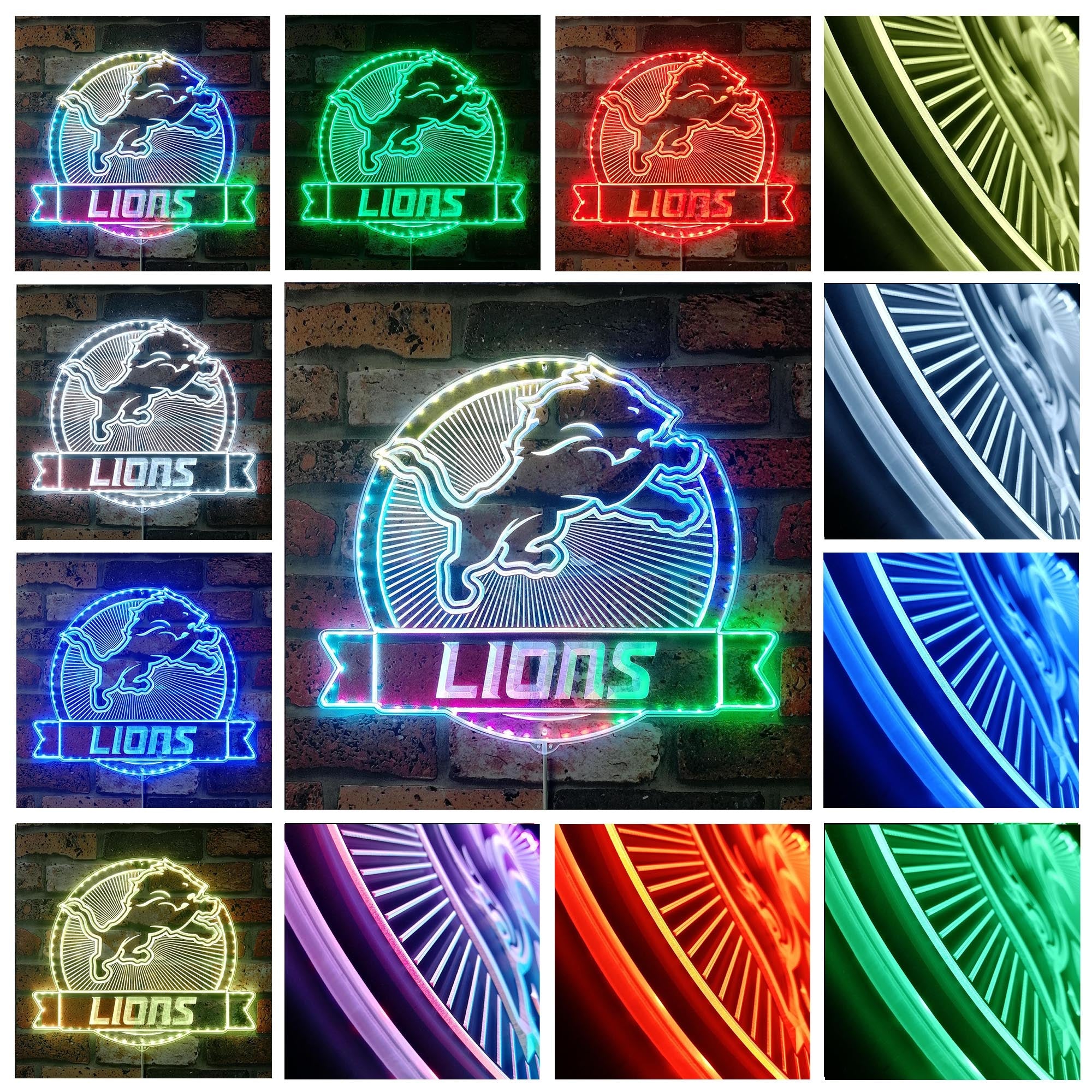 Detroit Lions Dynamic RGB Edge Lit LED Light Sign