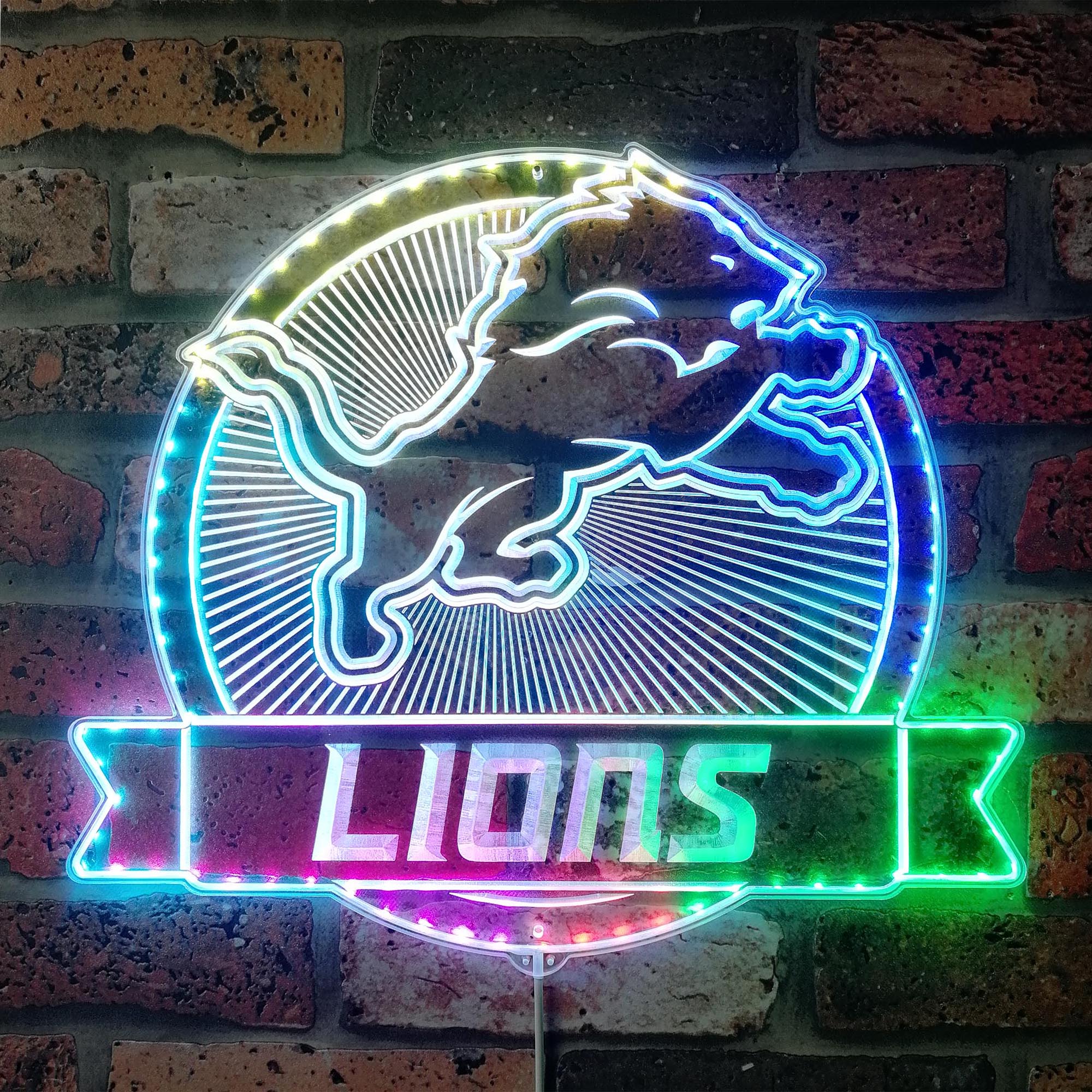 Detroit Lions Dynamic RGB Edge Lit LED Light Sign