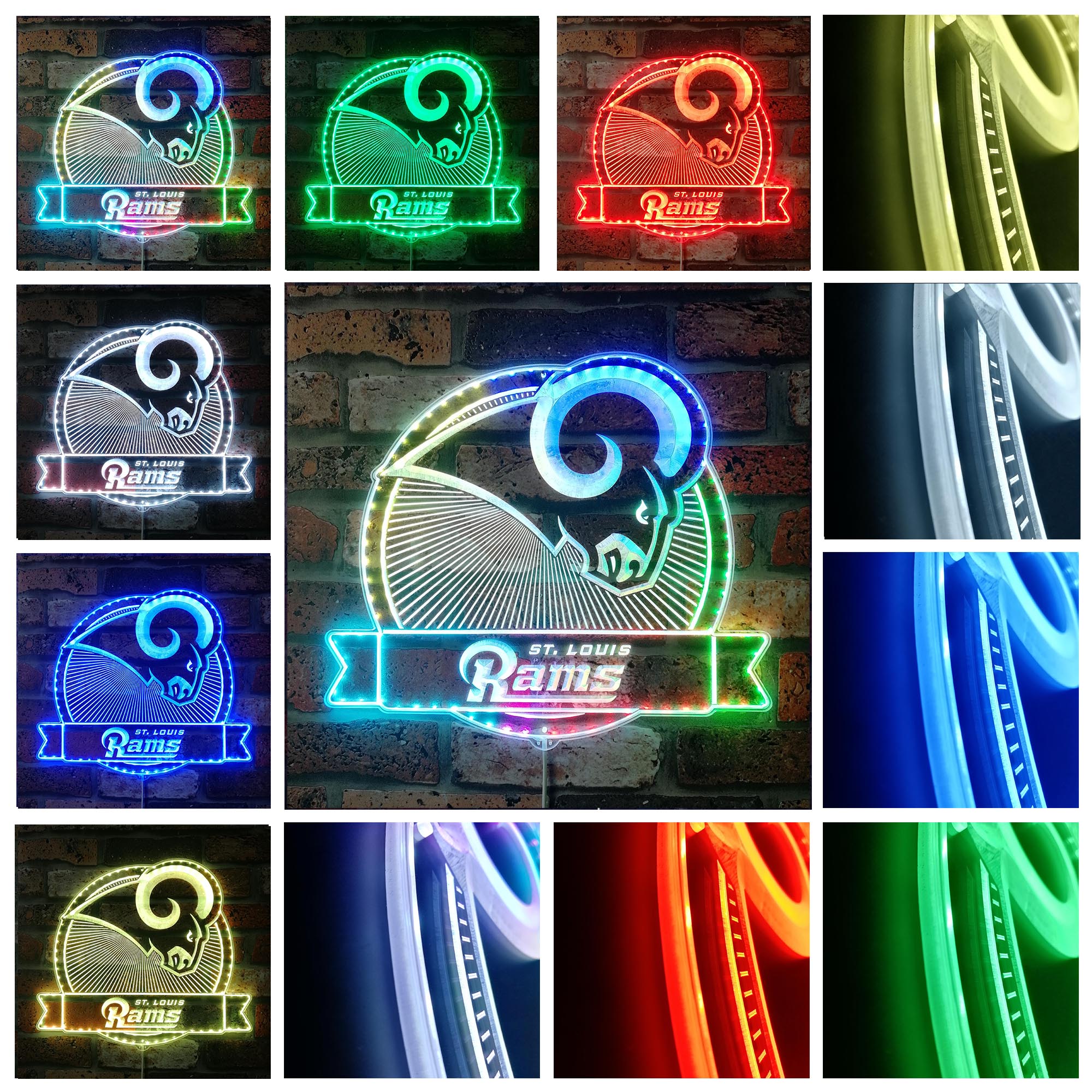 St. Louis Rams Dynamic RGB Edge Lit Led Light Sign