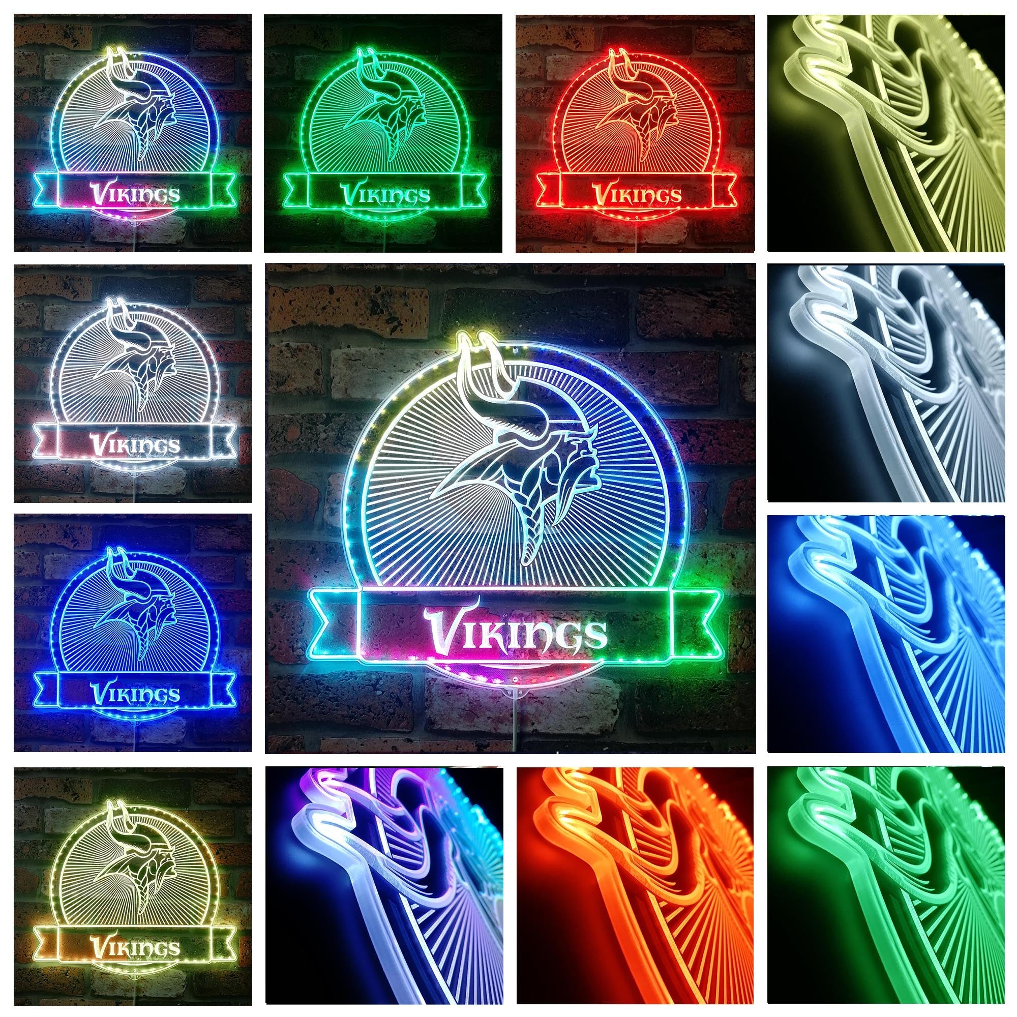 Minnesota Vikings Dynamic RGB Edge Lit LED Light Sign