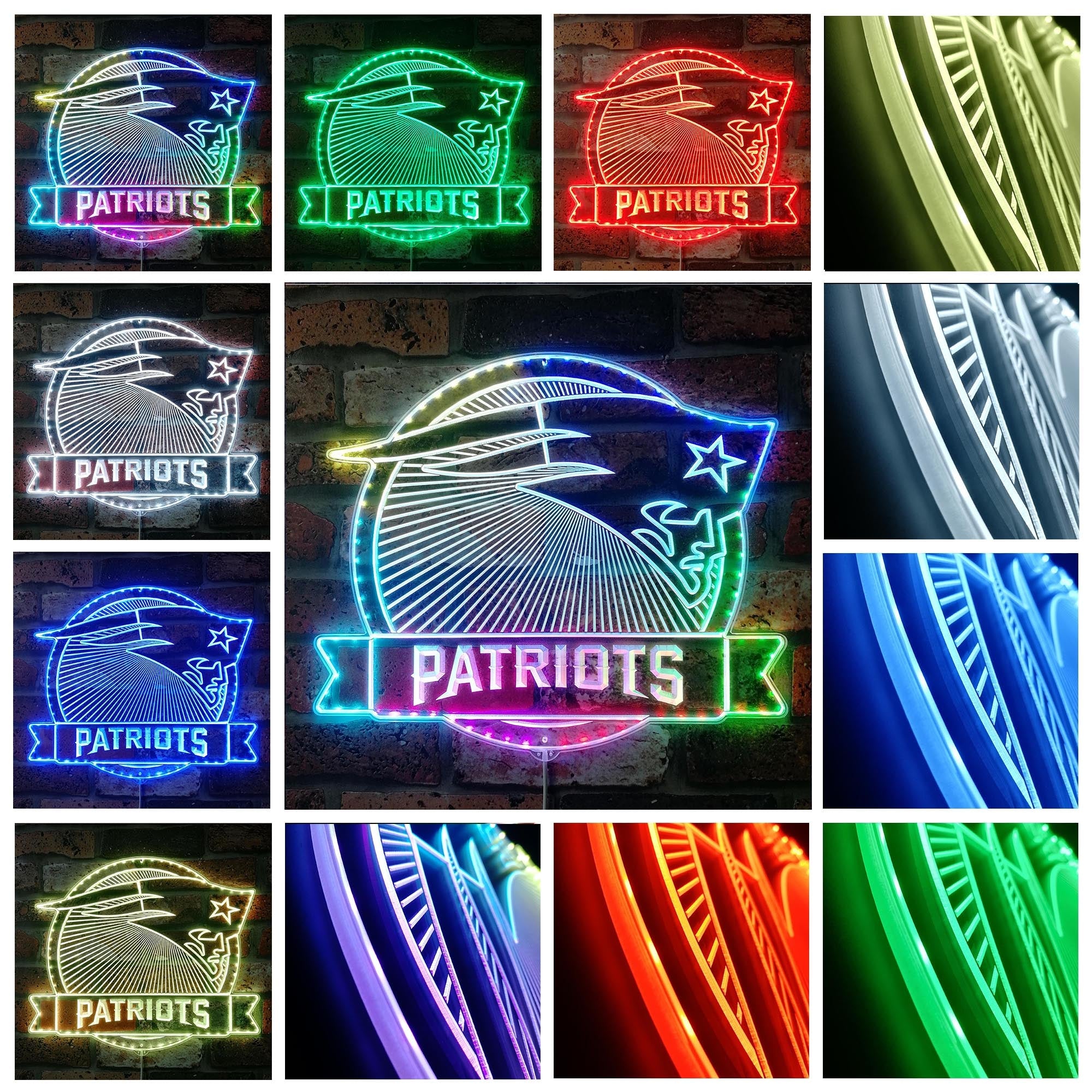 New England Patriots Dynamic RGB Edge Lit Led Light Sign