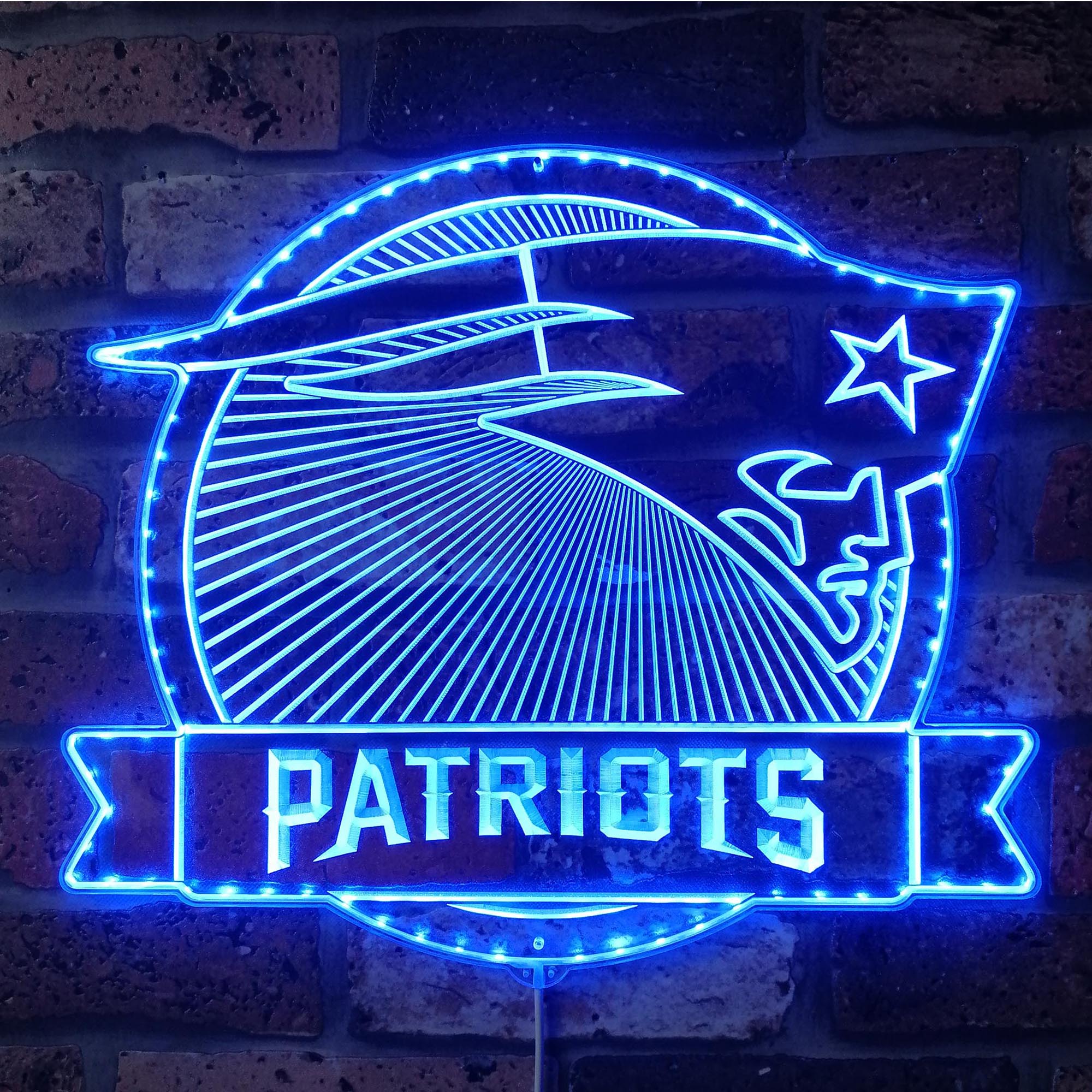 New England Patriots Dynamic RGB Edge Lit Led Light Sign